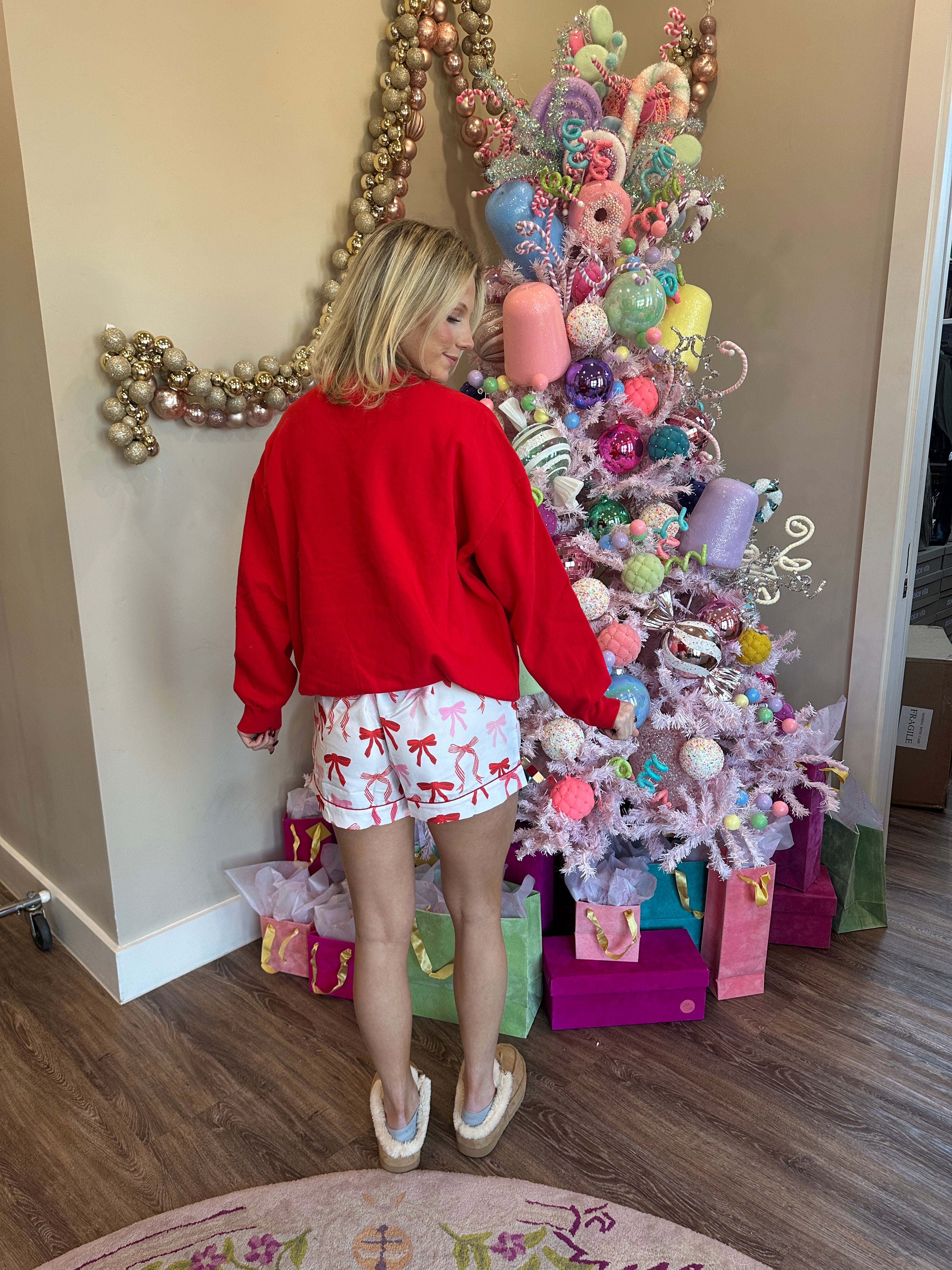 Holiday Pajama Short- Bows