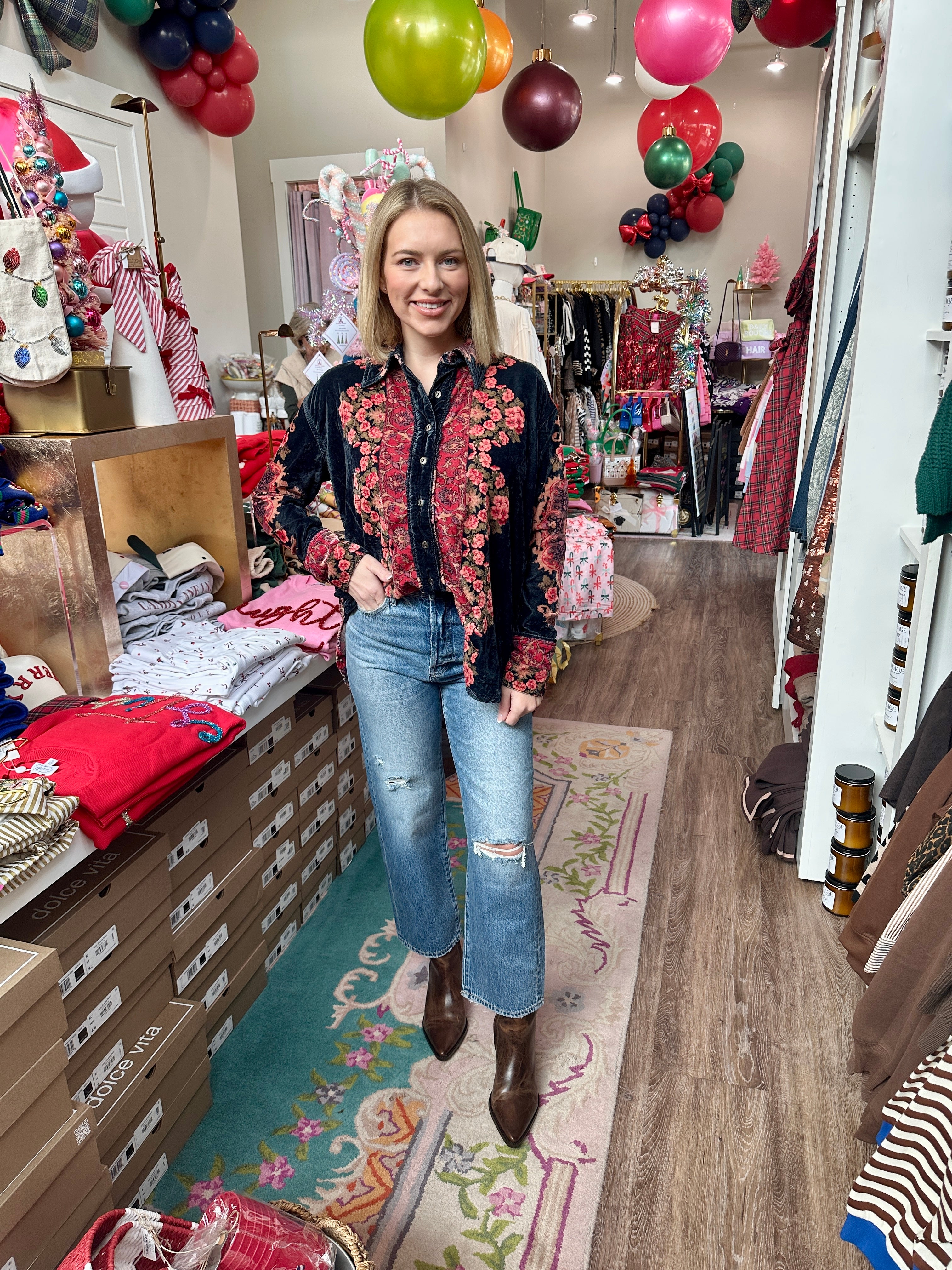 One Night Velvet Top- Night Owl Combo