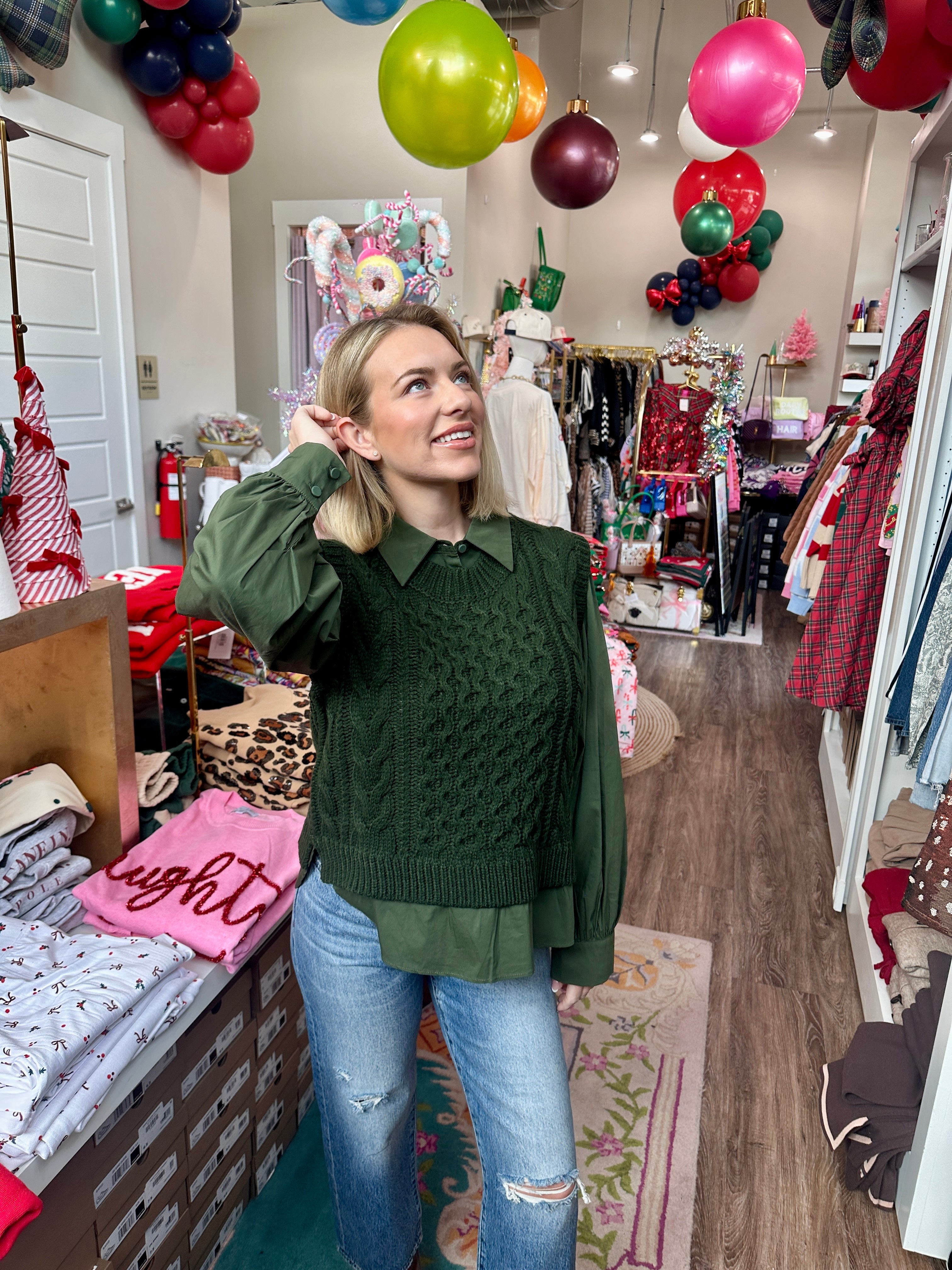 Elphie Mixed Media Cable Knit Top