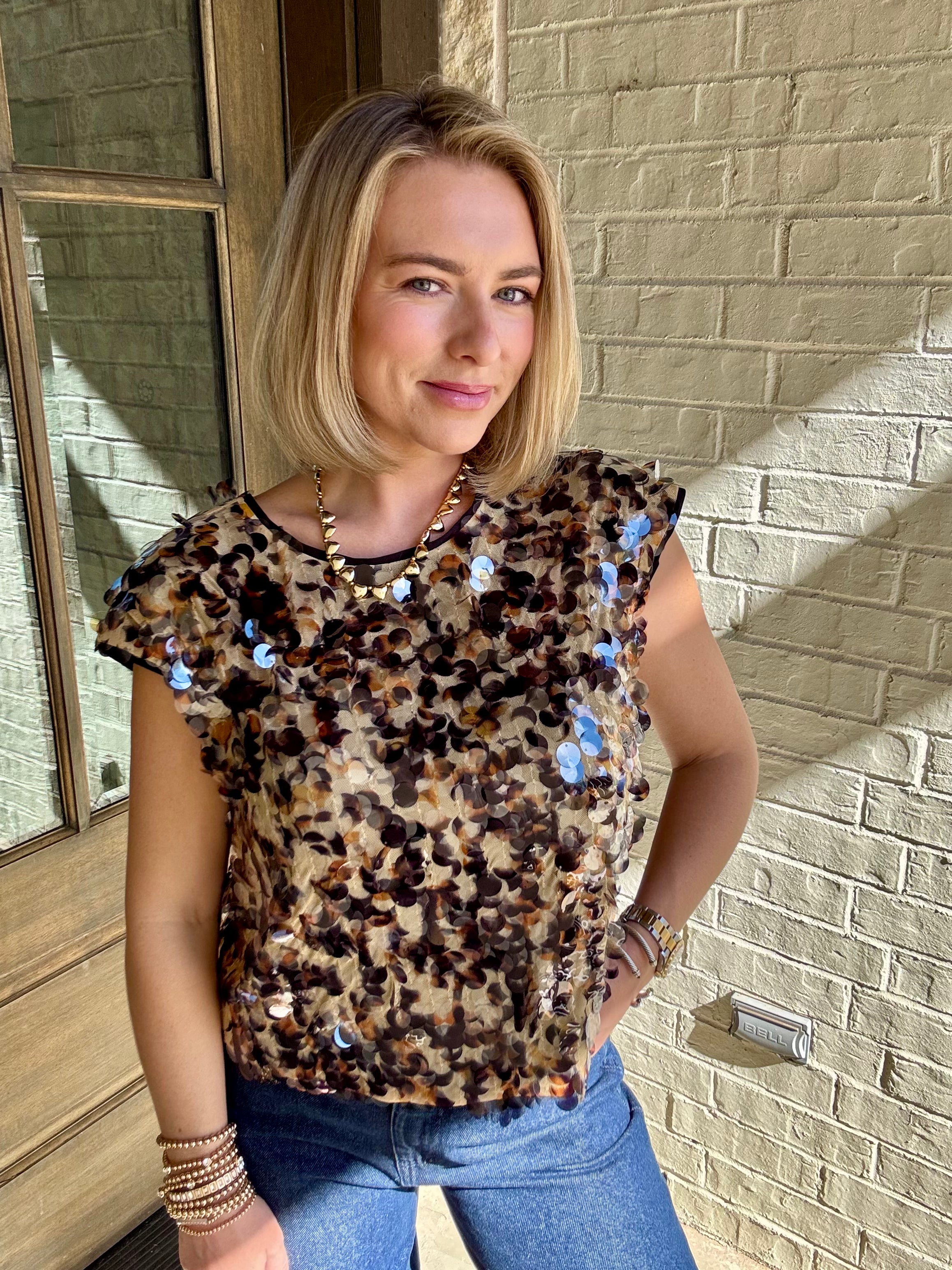 Hatti Tank- Tortoise Shell Sequin- Emily McCarthy