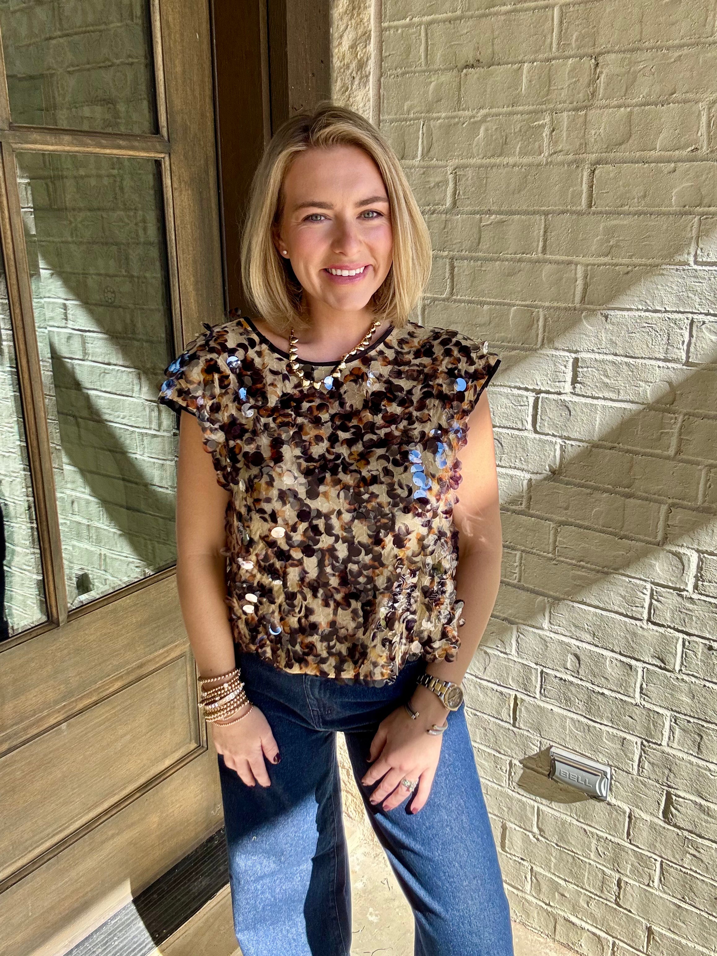 Hatti Tank- Tortoise Shell Sequin- Emily McCarthy