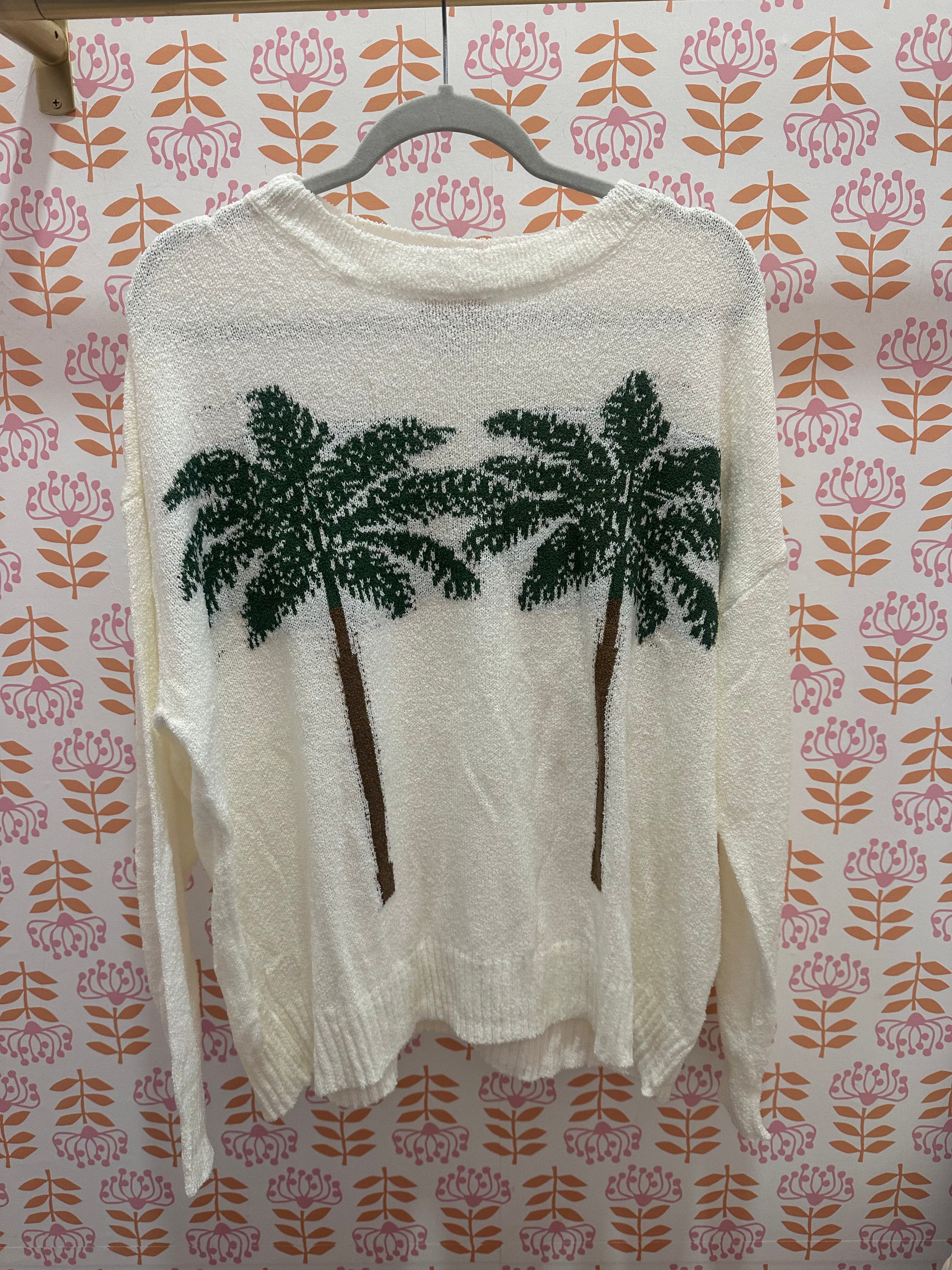 Woodsy Sweater Palm Tree Graphic Knit - Show Me Your Mumu