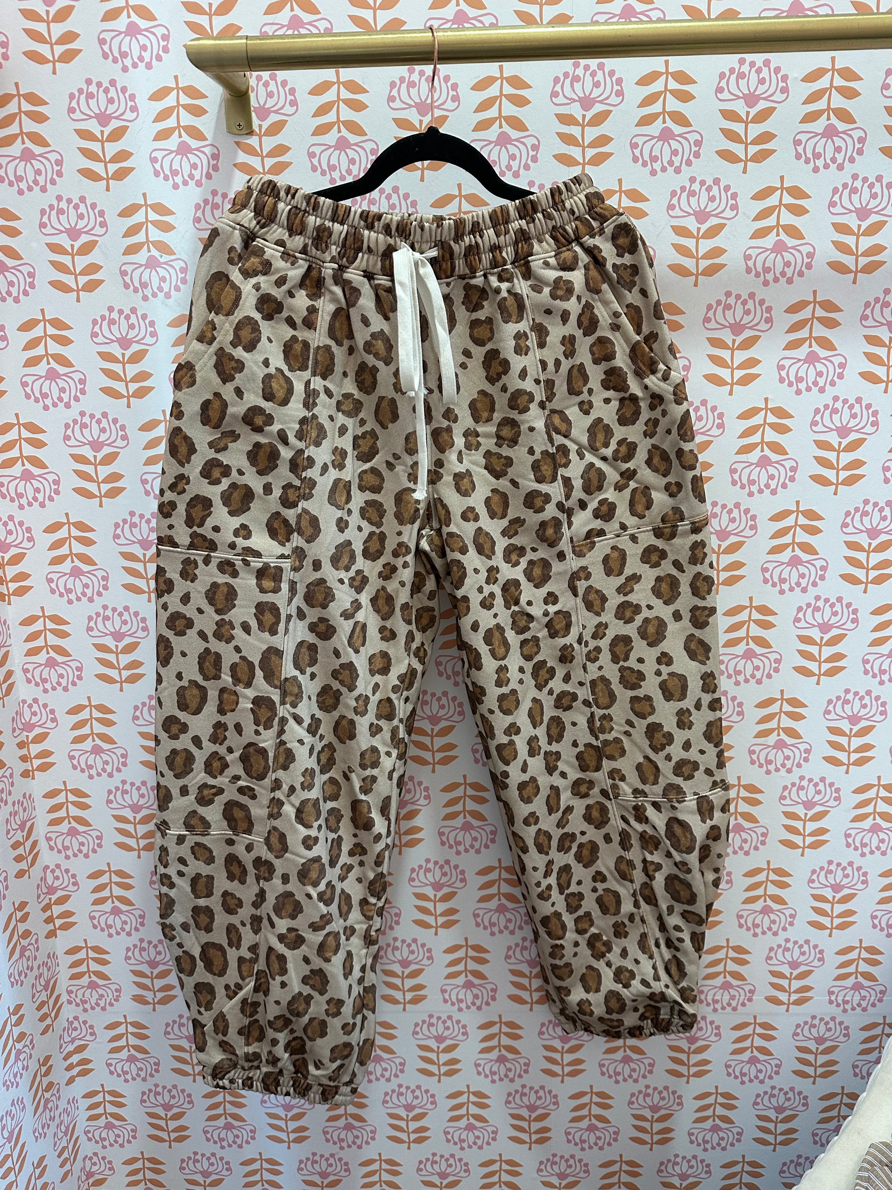 Leopard Printed French Terry Pants