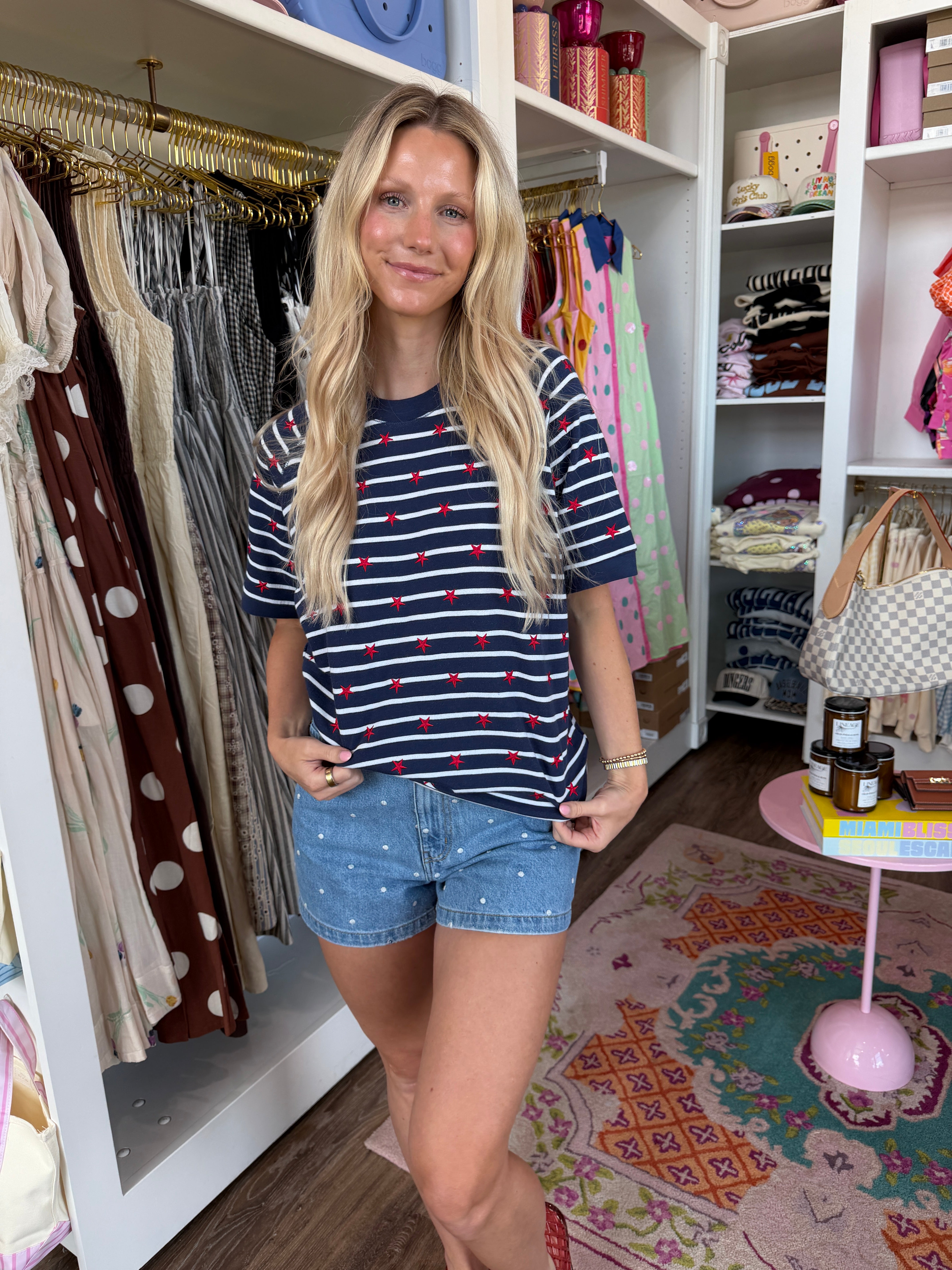 Stars Stripes Lightweight Short Sleeve Sweatshirt