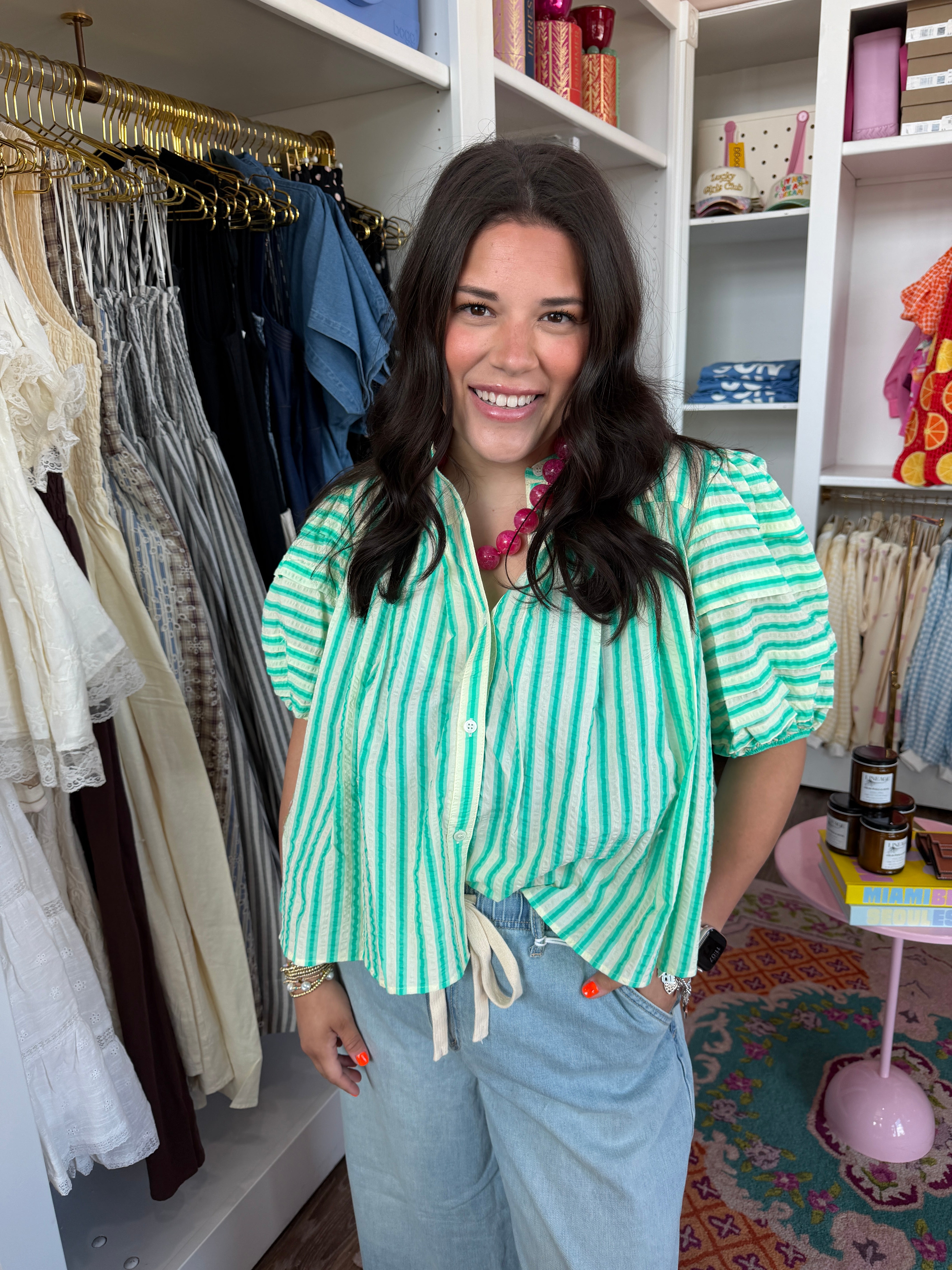 Seersucker Stripe Top