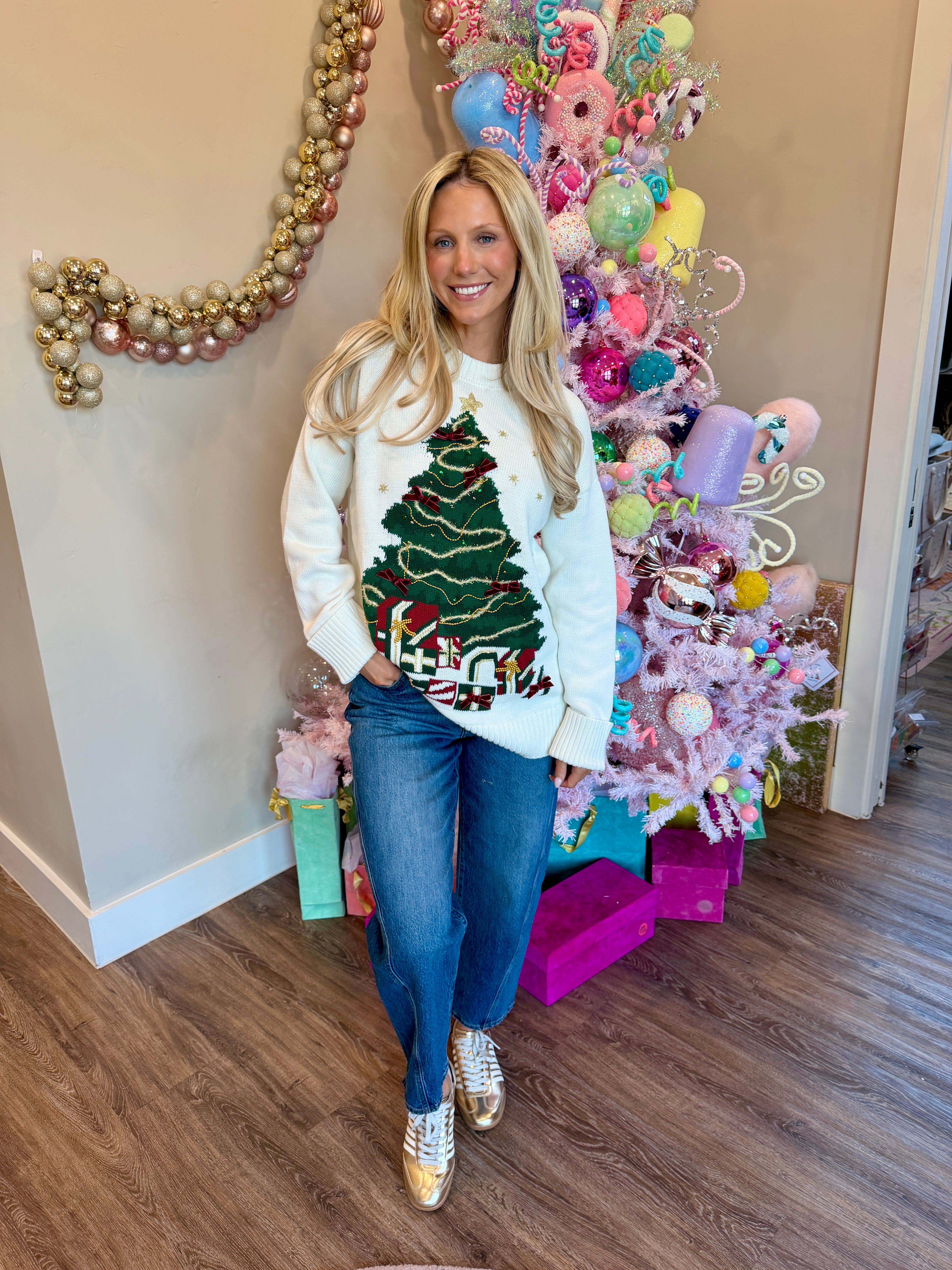 Fireside Sweater Christmas Tree Knit