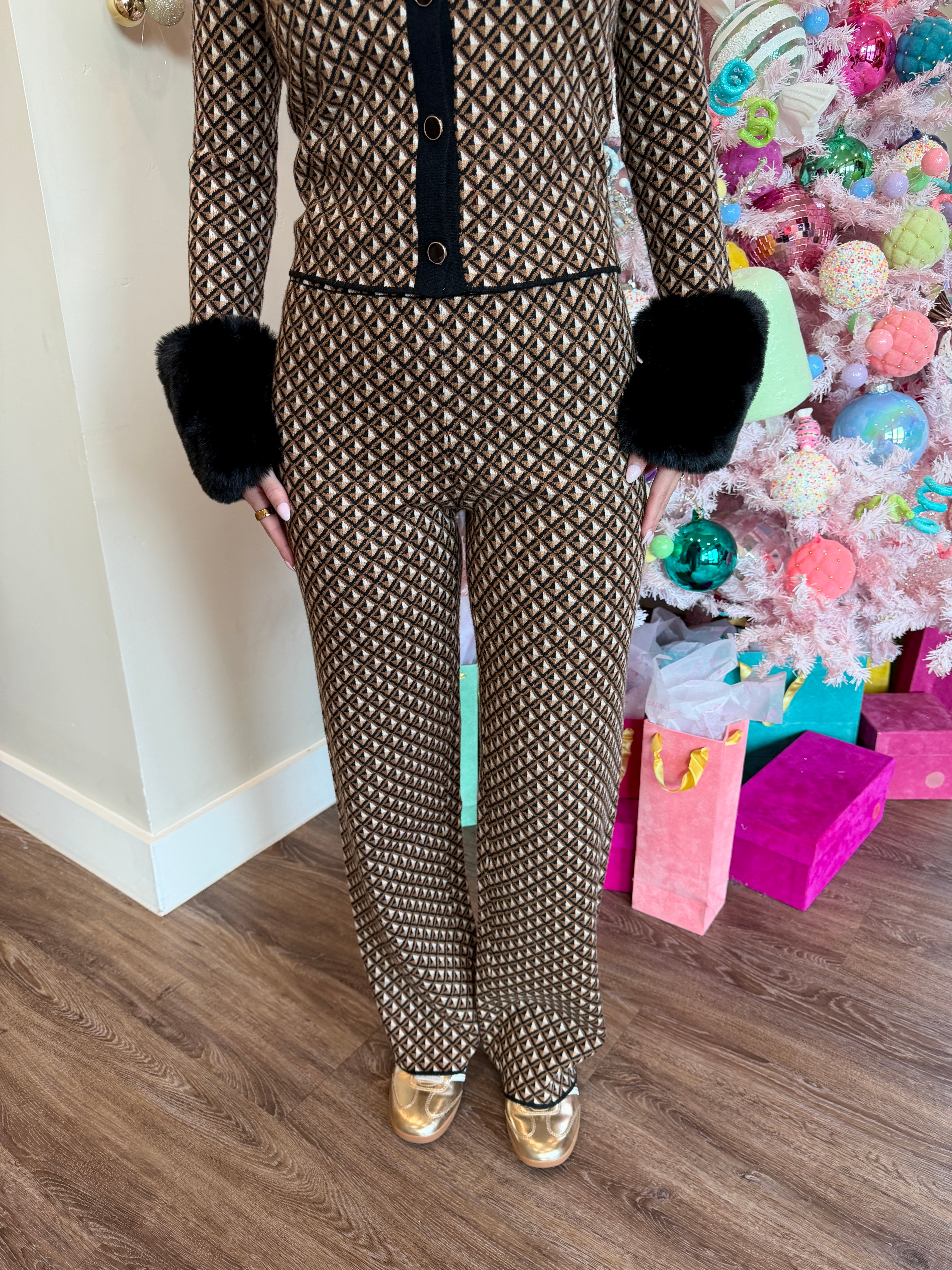 Zermatt Sweater Pants-Carmel Geo Kint