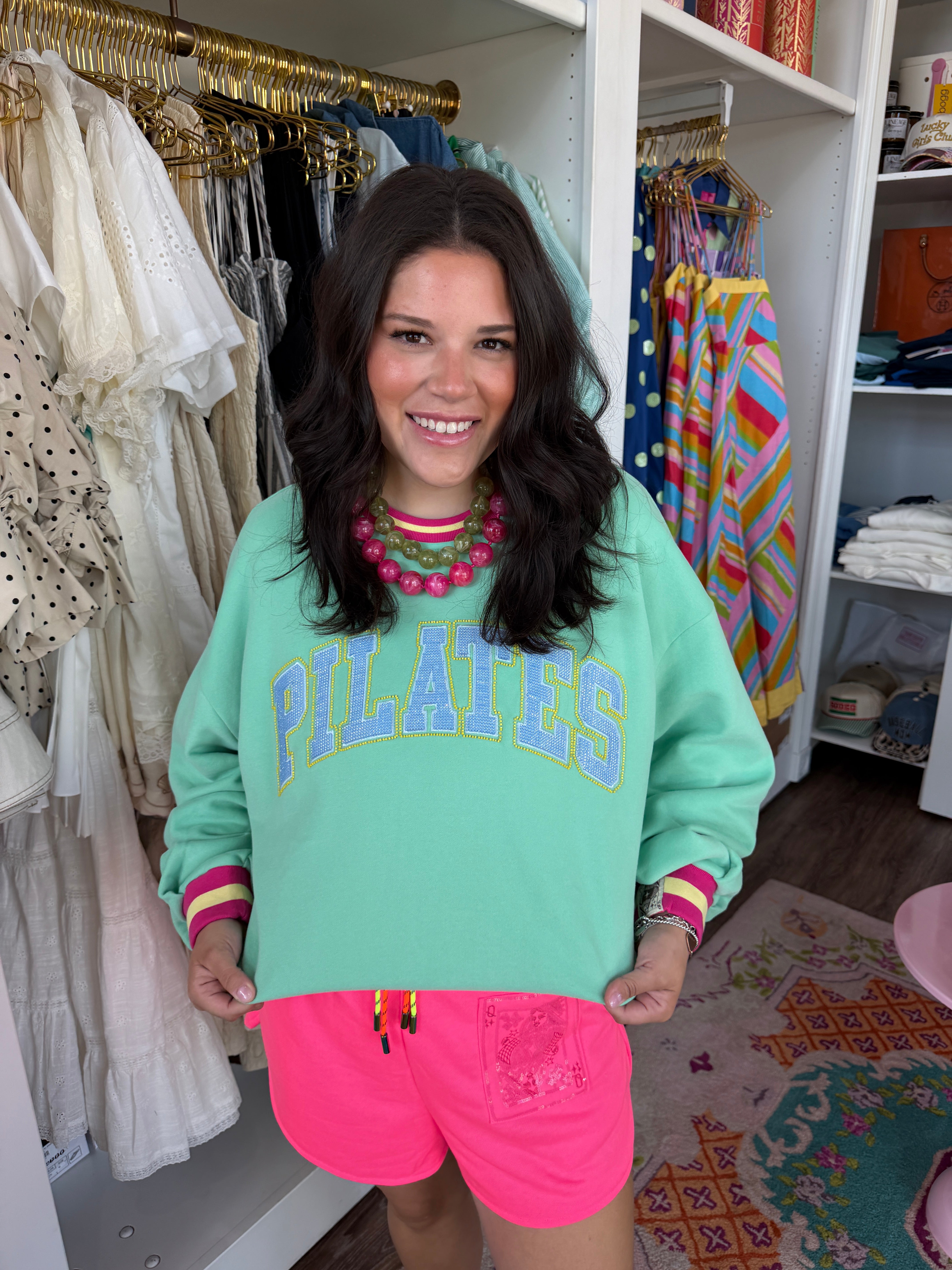 Green 'Pilates' Sweatshirt - queen of sparkles