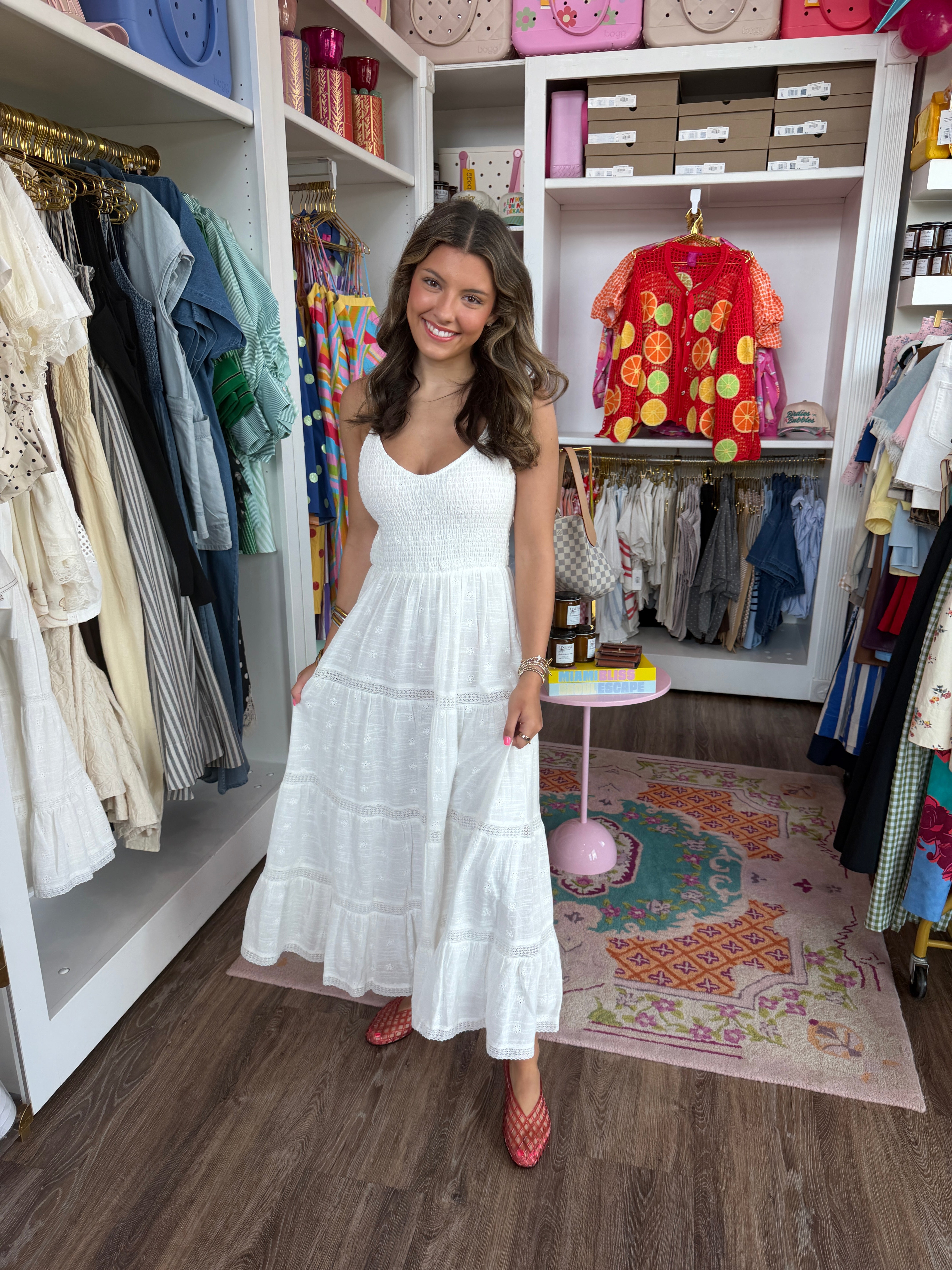 Behati Eyelet Midi Dress