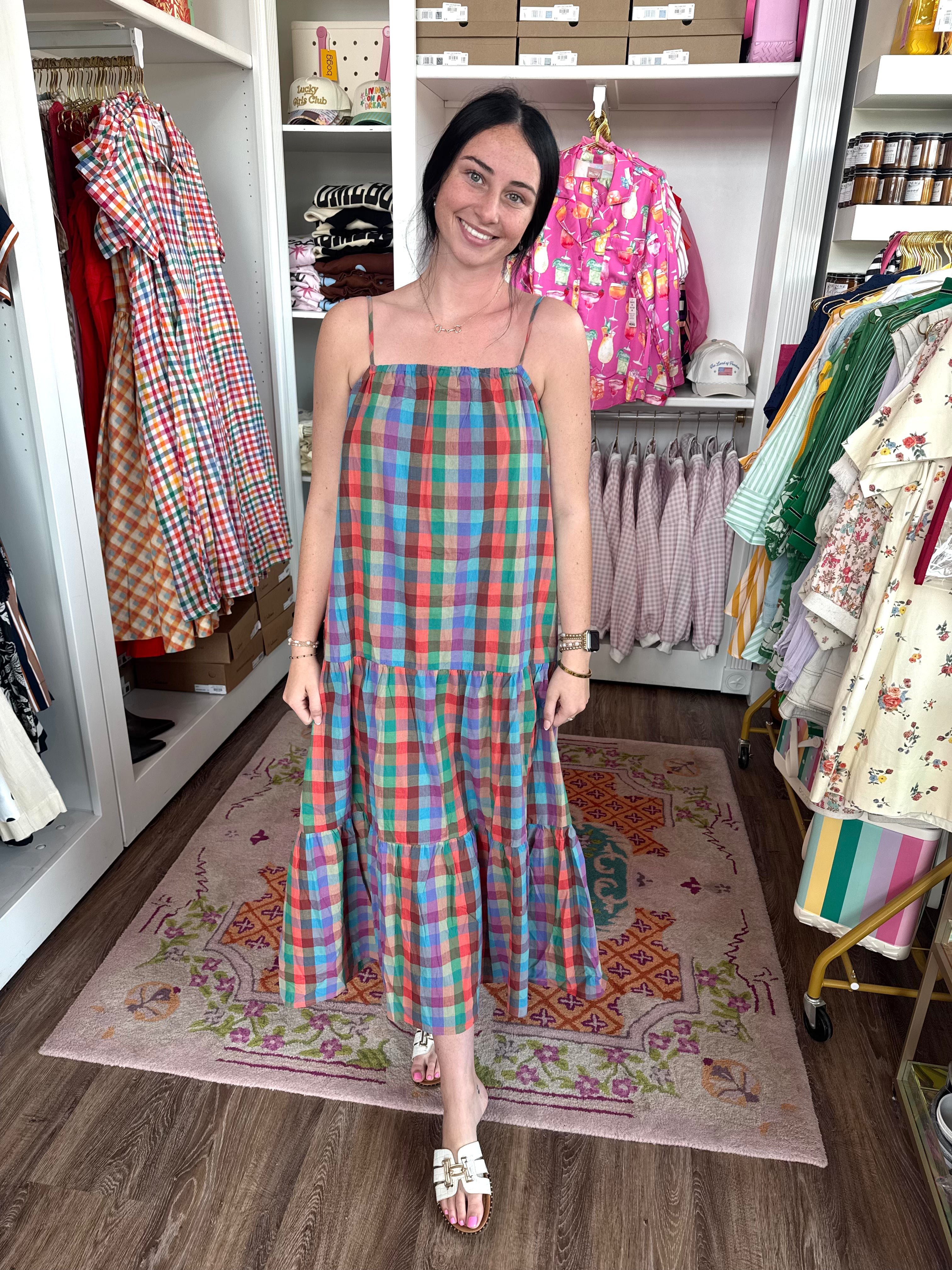 Multicolor Plaid Maxi Dress