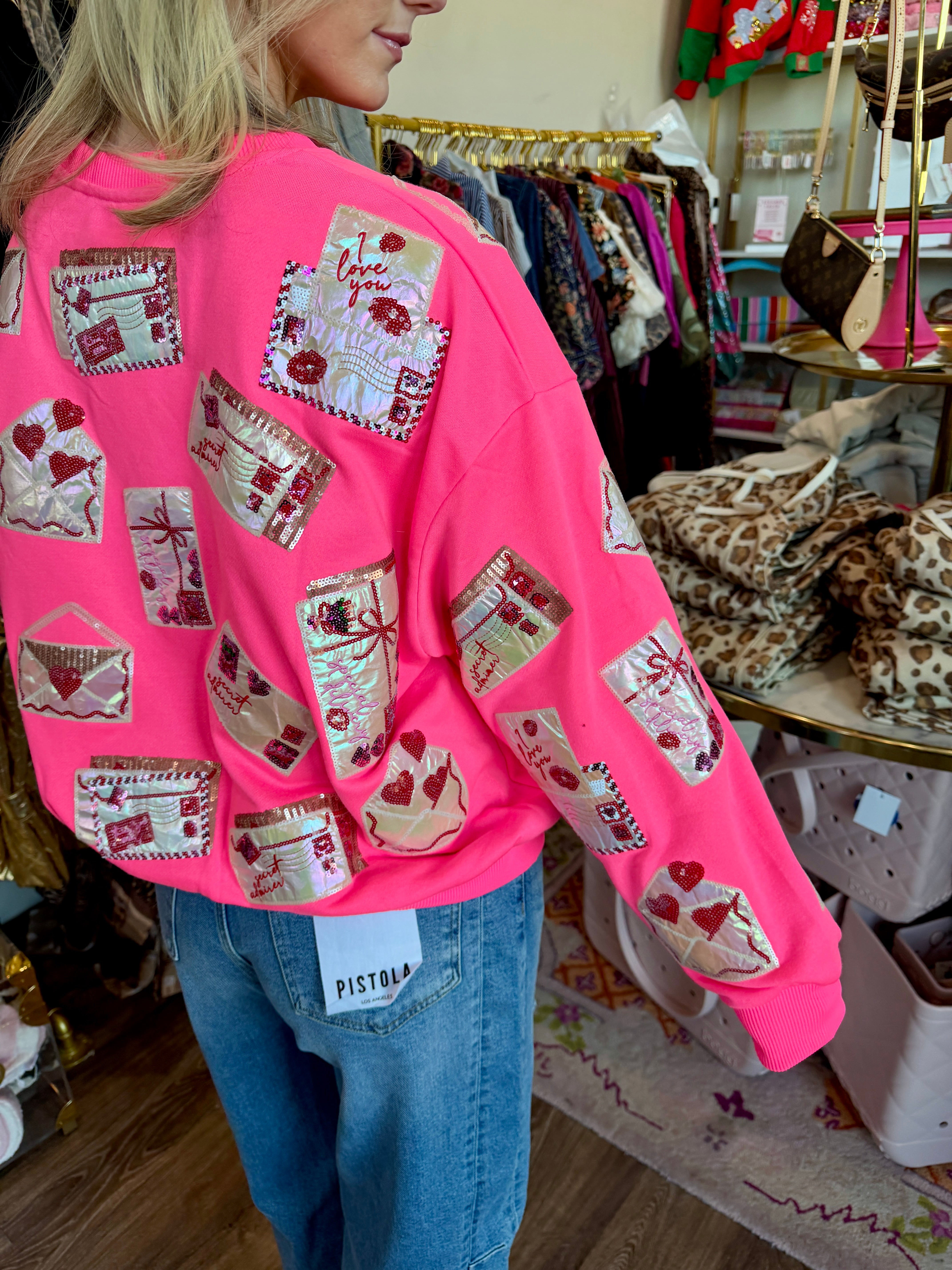 Neon Pink Love Letters Sweatshirt - Queen Of Sparkles