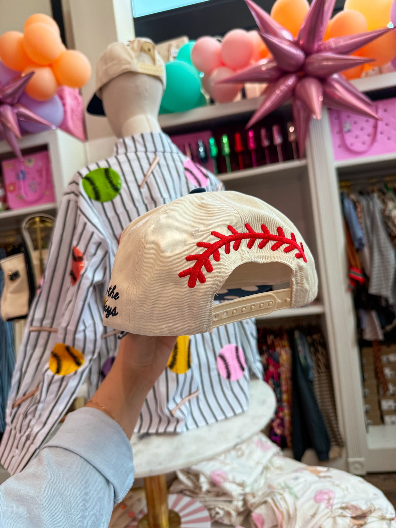 Navy Polka Dot Baseball Canvas Cap