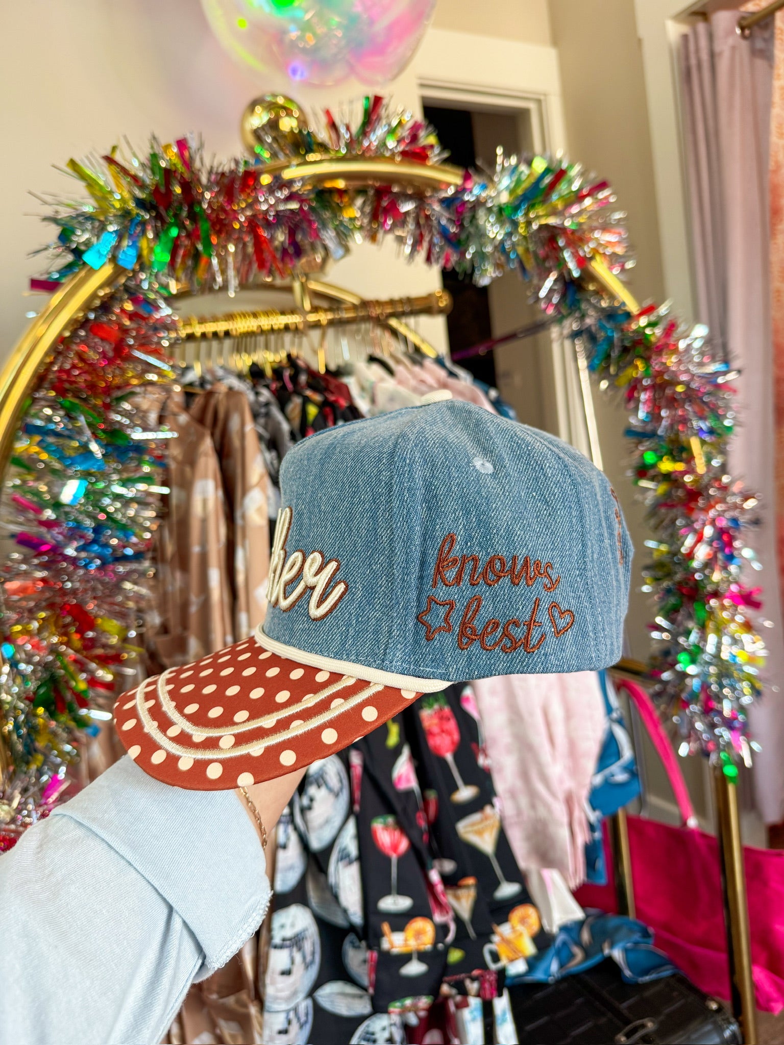 Brown Polka Dot Mother Canvas Cap