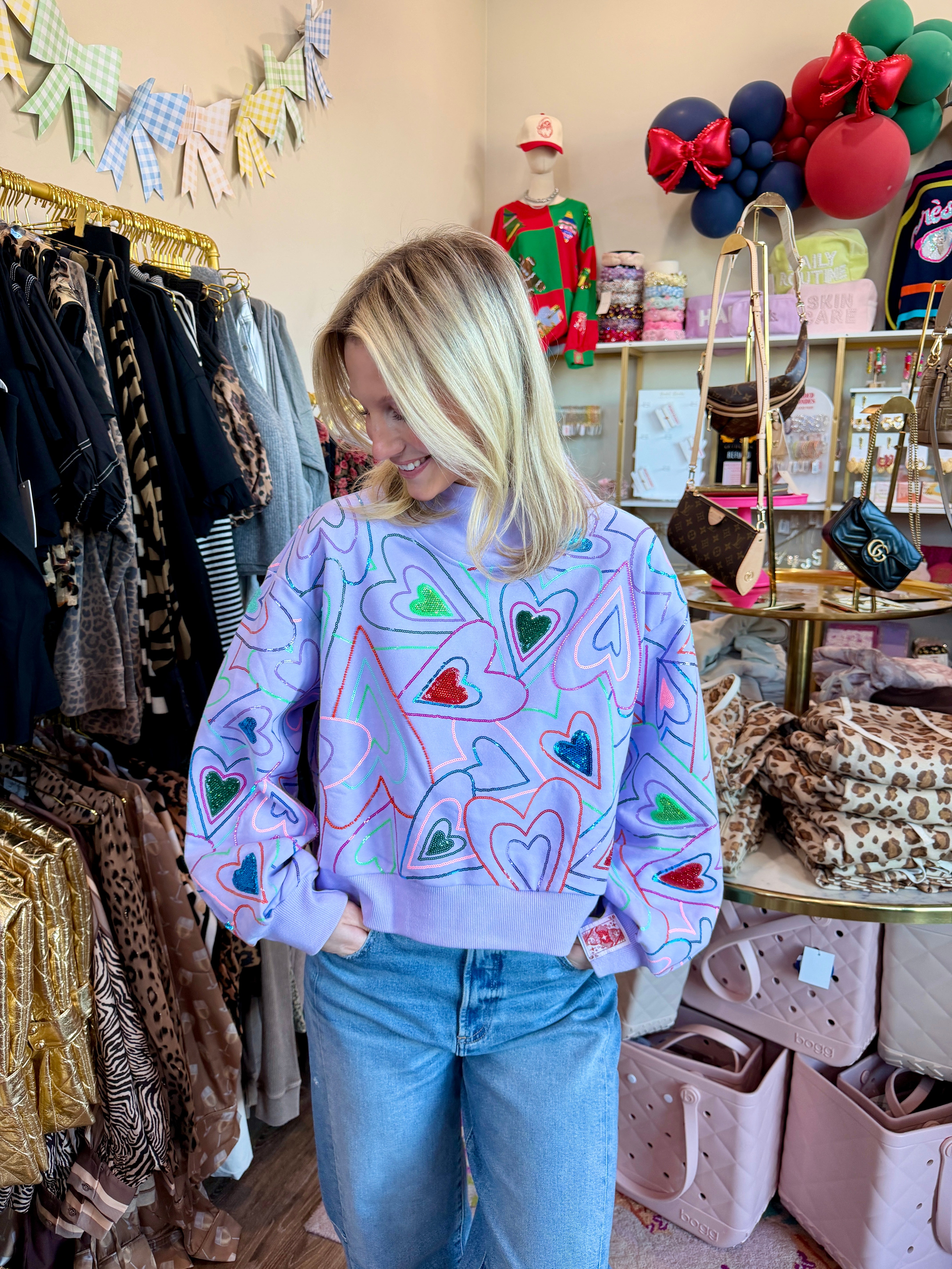 Lavender Groovy Mock Neck Sweatshirt - Queen Of Sparkles