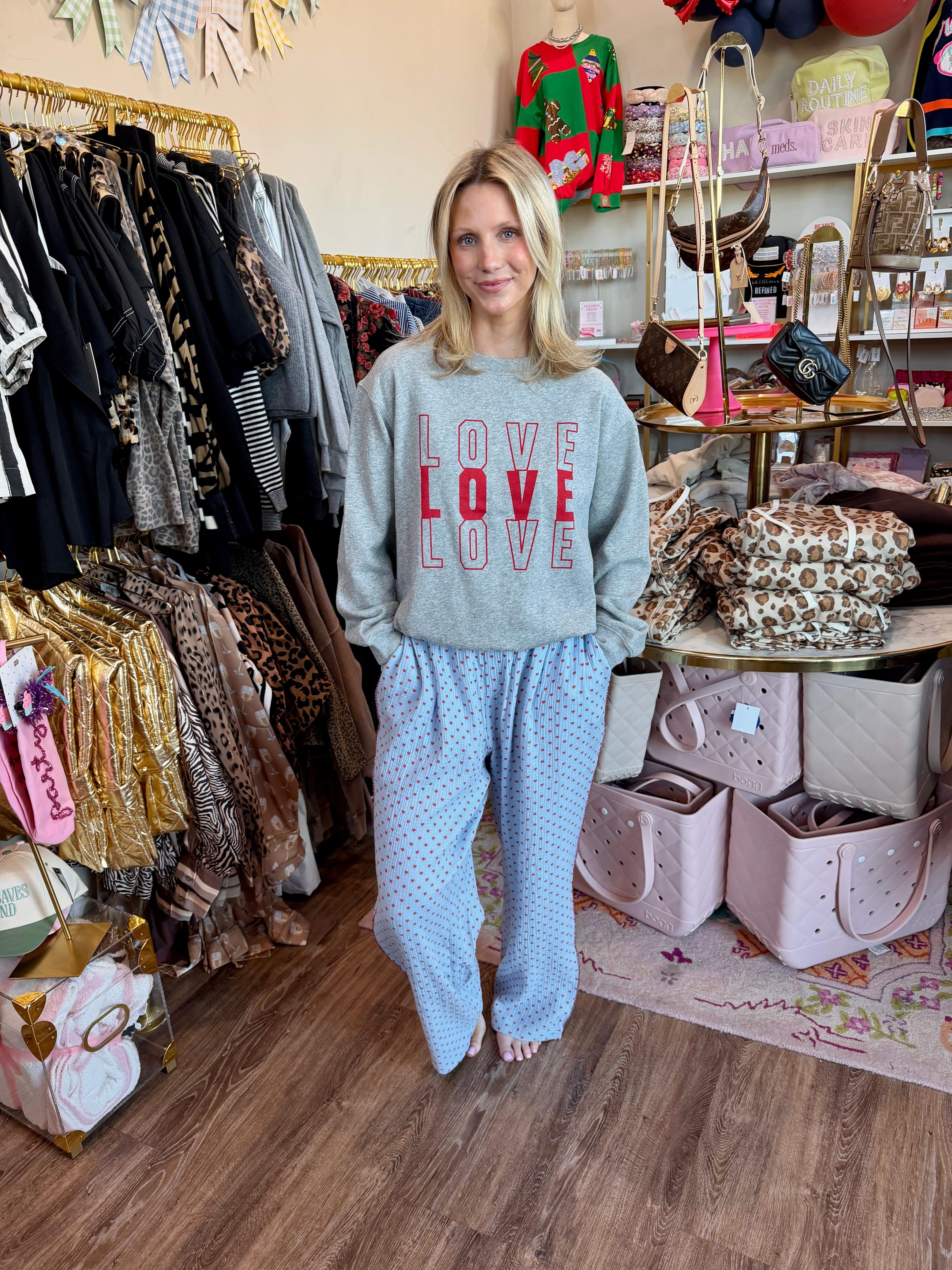 Amor Boyfriend Sweatshirt- Classic Heather Grey