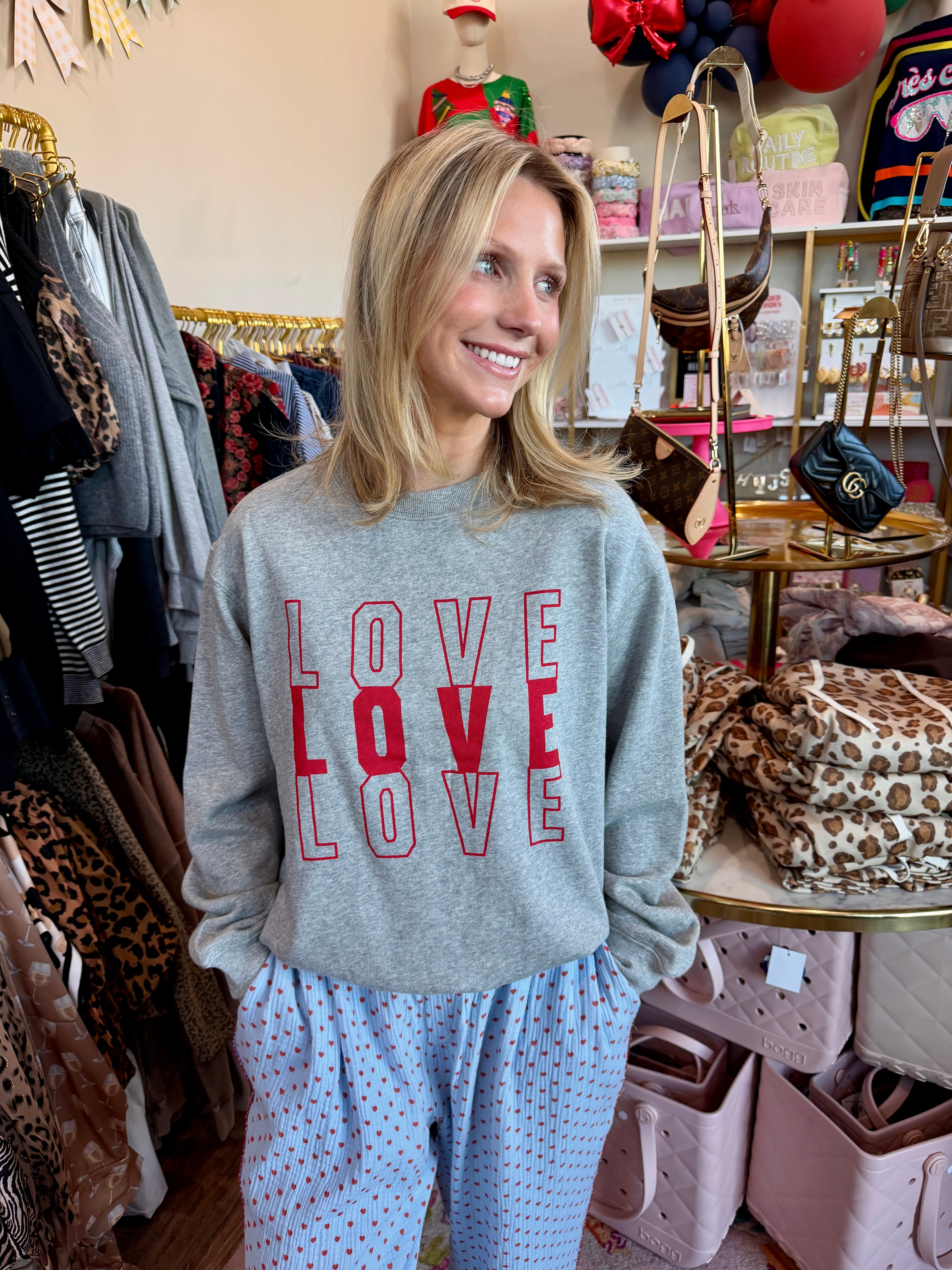 Amor Boyfriend Sweatshirt- Classic Heather Grey