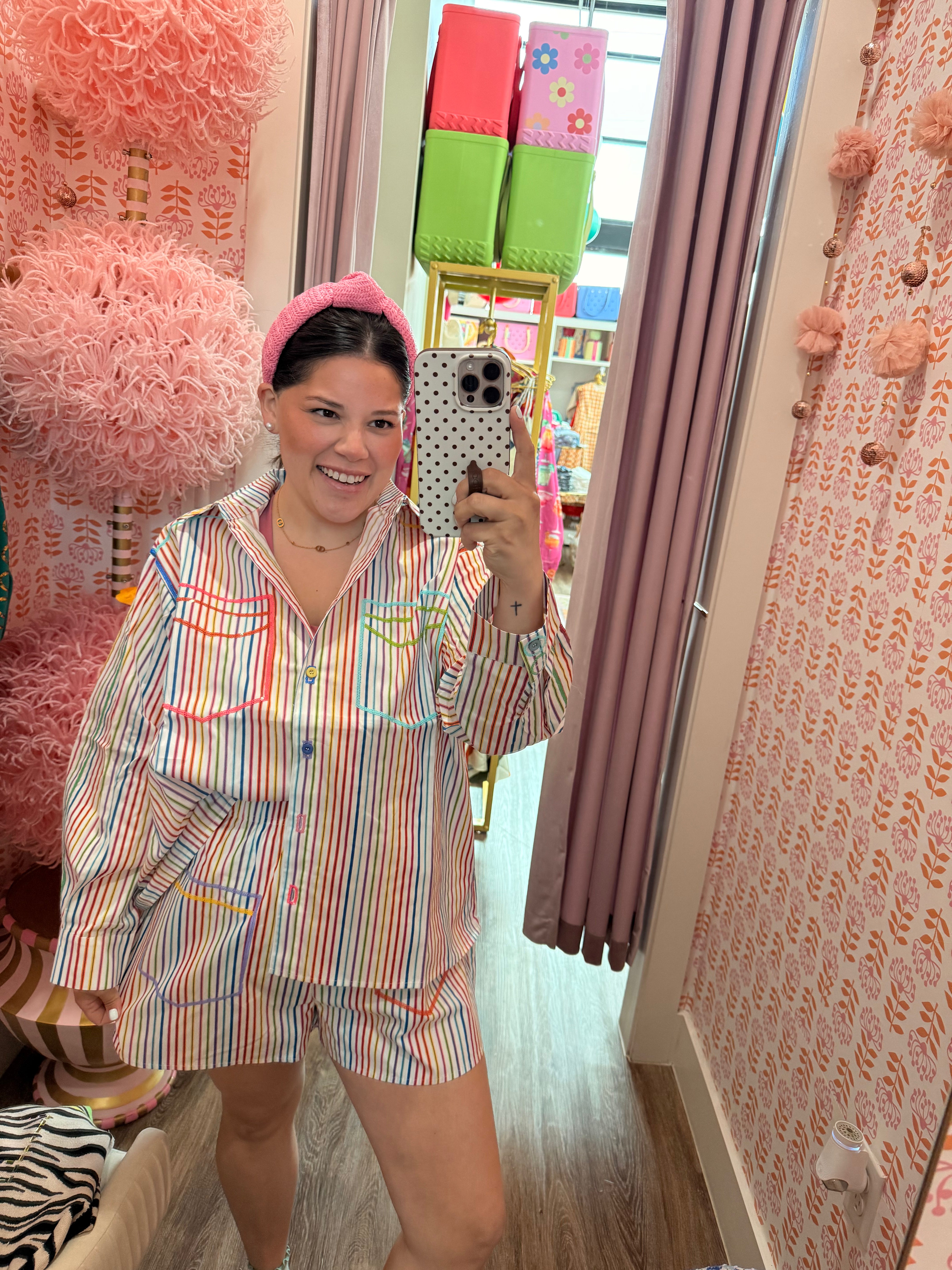 Rainbow Striped Pocket Cotton Short - Queen Of Sparkle