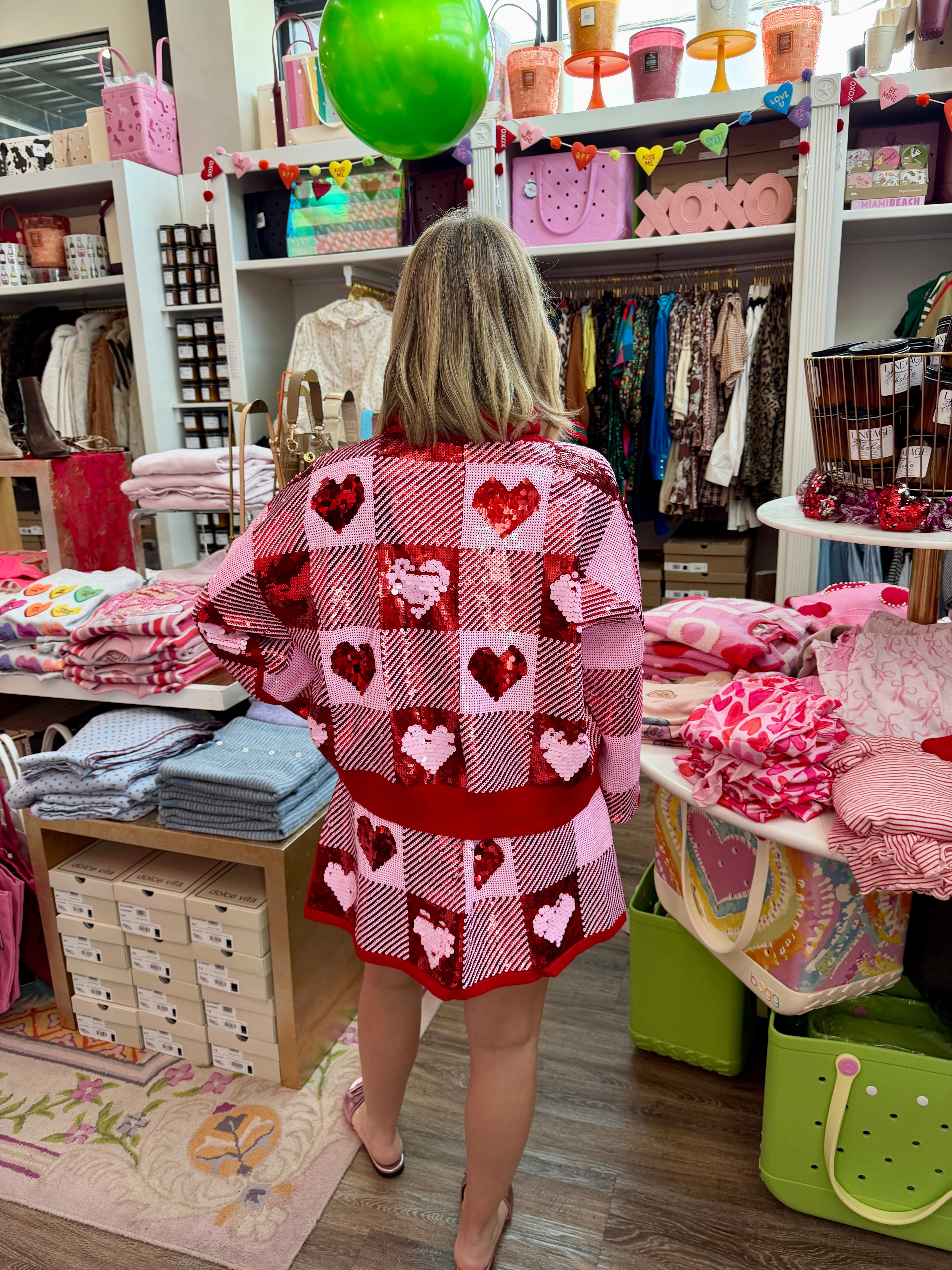 Sequin Hearts Plaid Skirt - Brianna Cannon