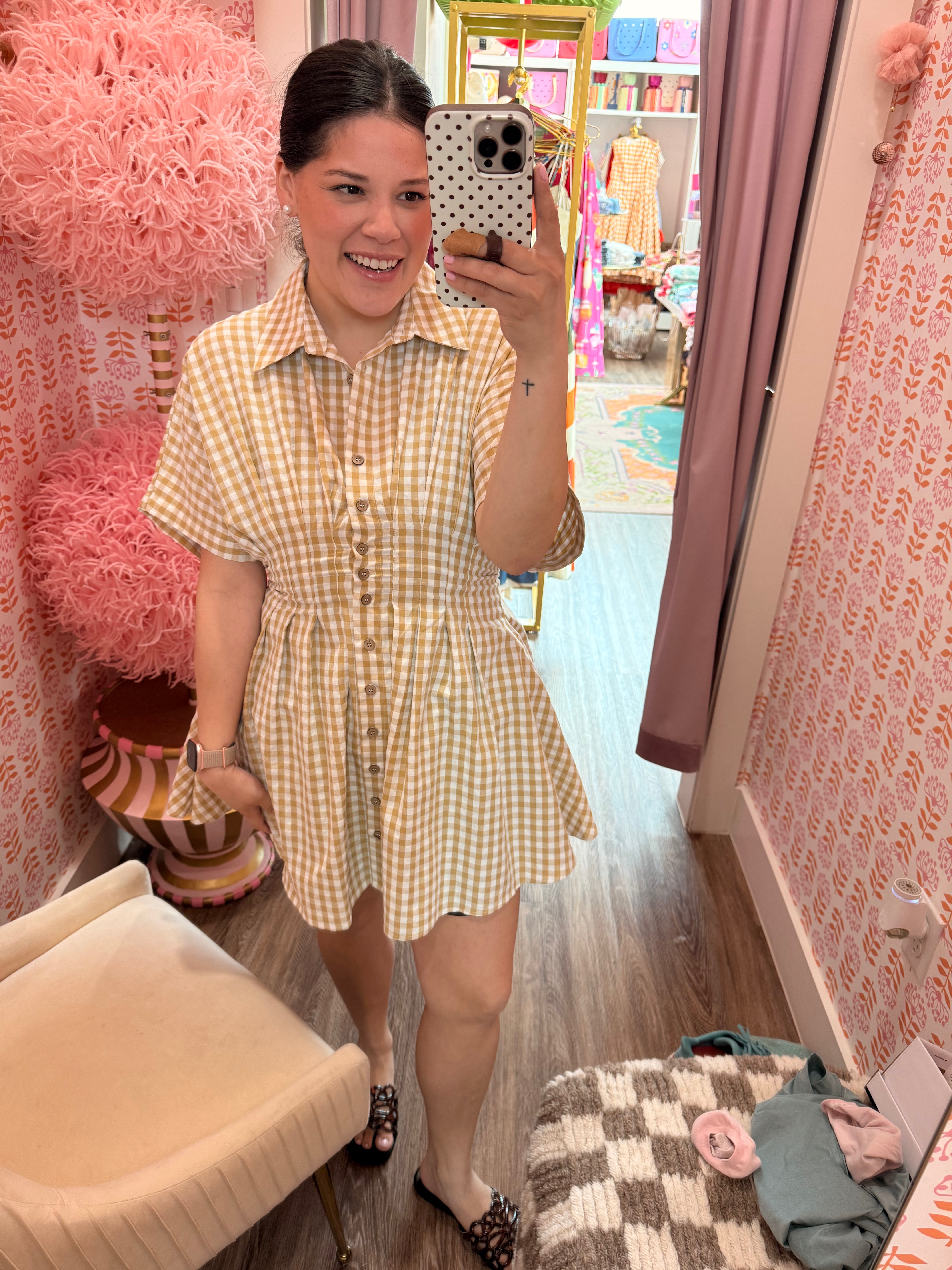 Gingham Lemongrass Mini Dress