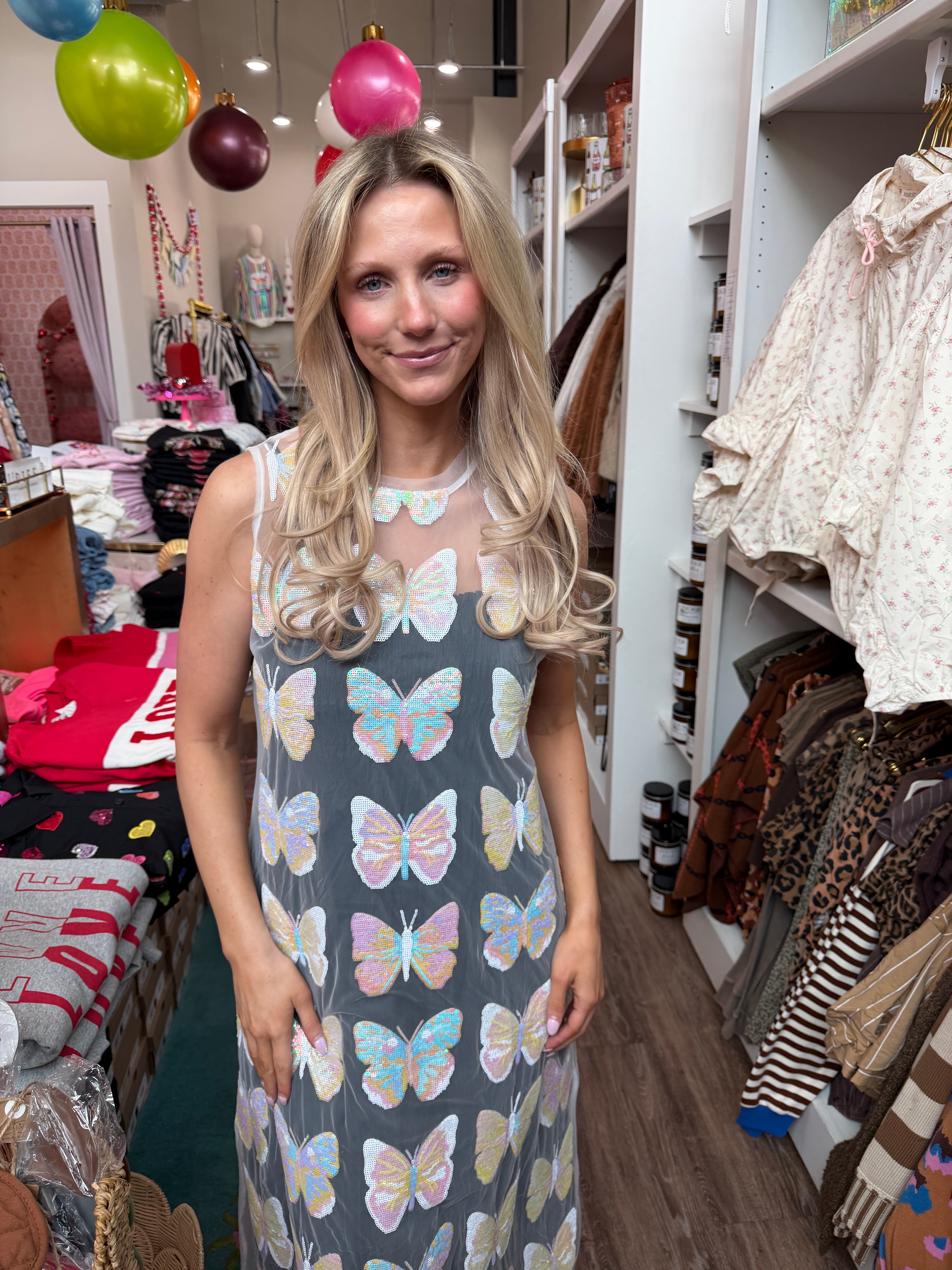 White Butterfly Mesh Midi Coverup- QOS