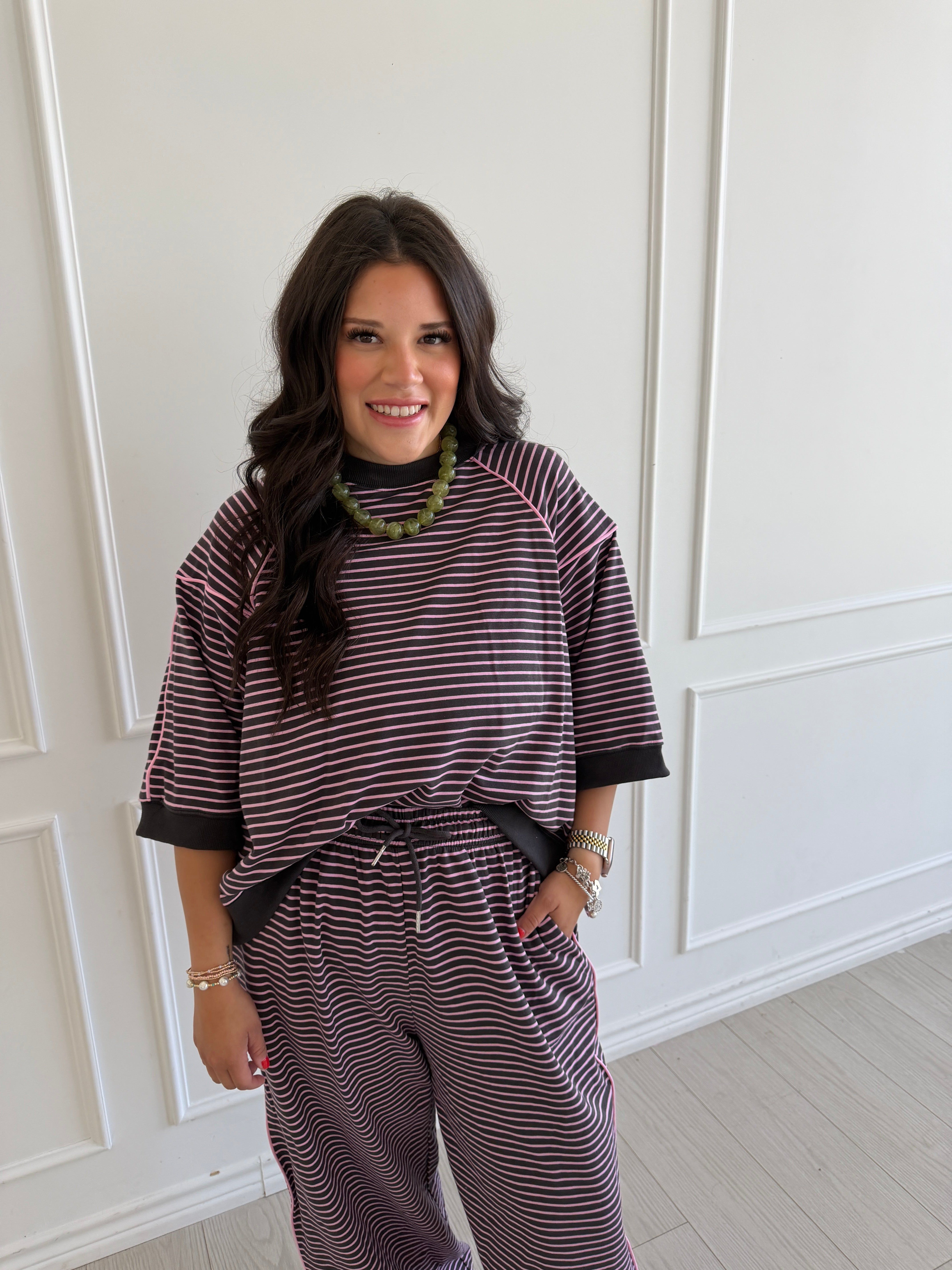 Stripe Printed French Terry Top