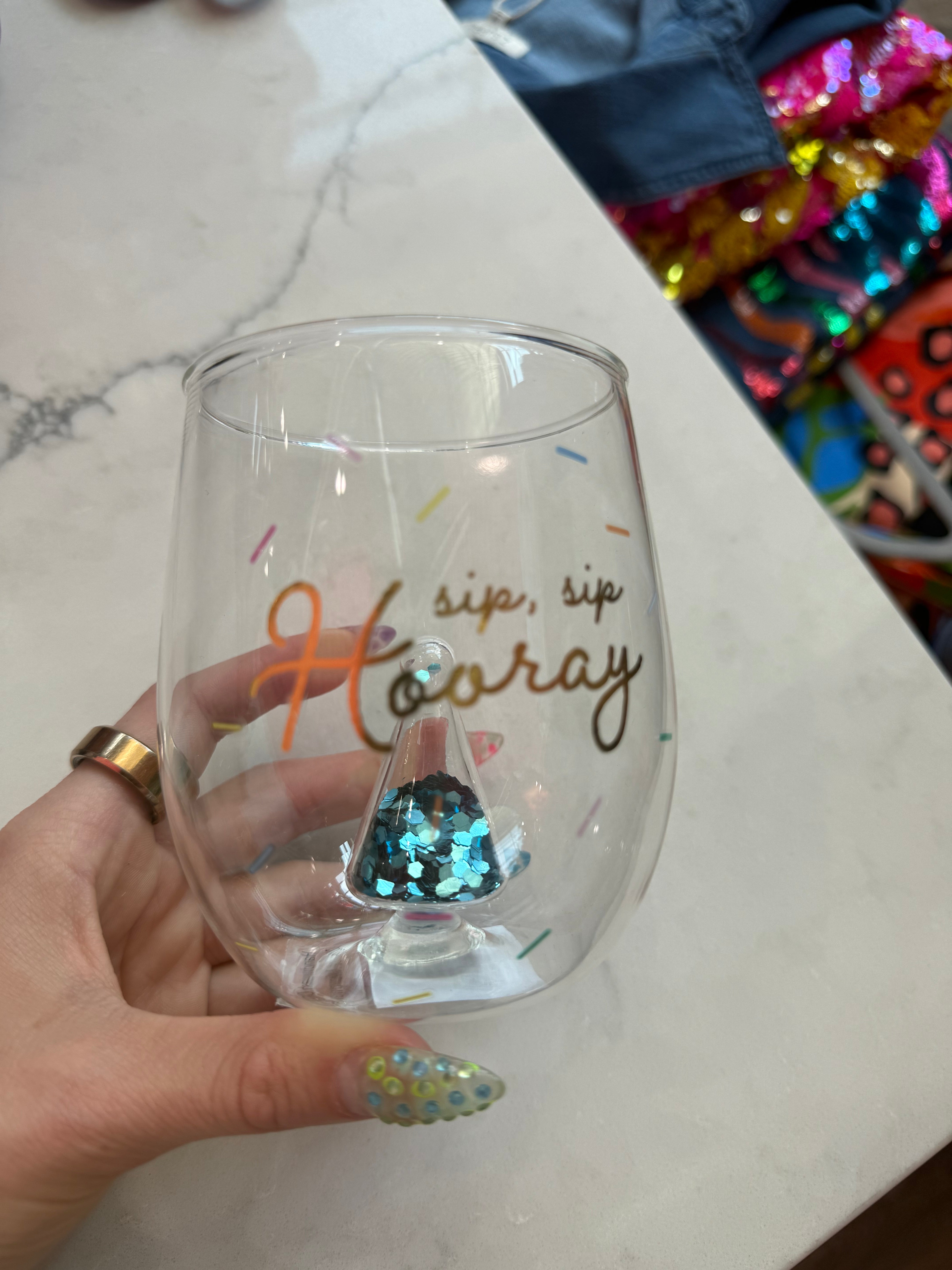 Hooray Icon Birthday Glass