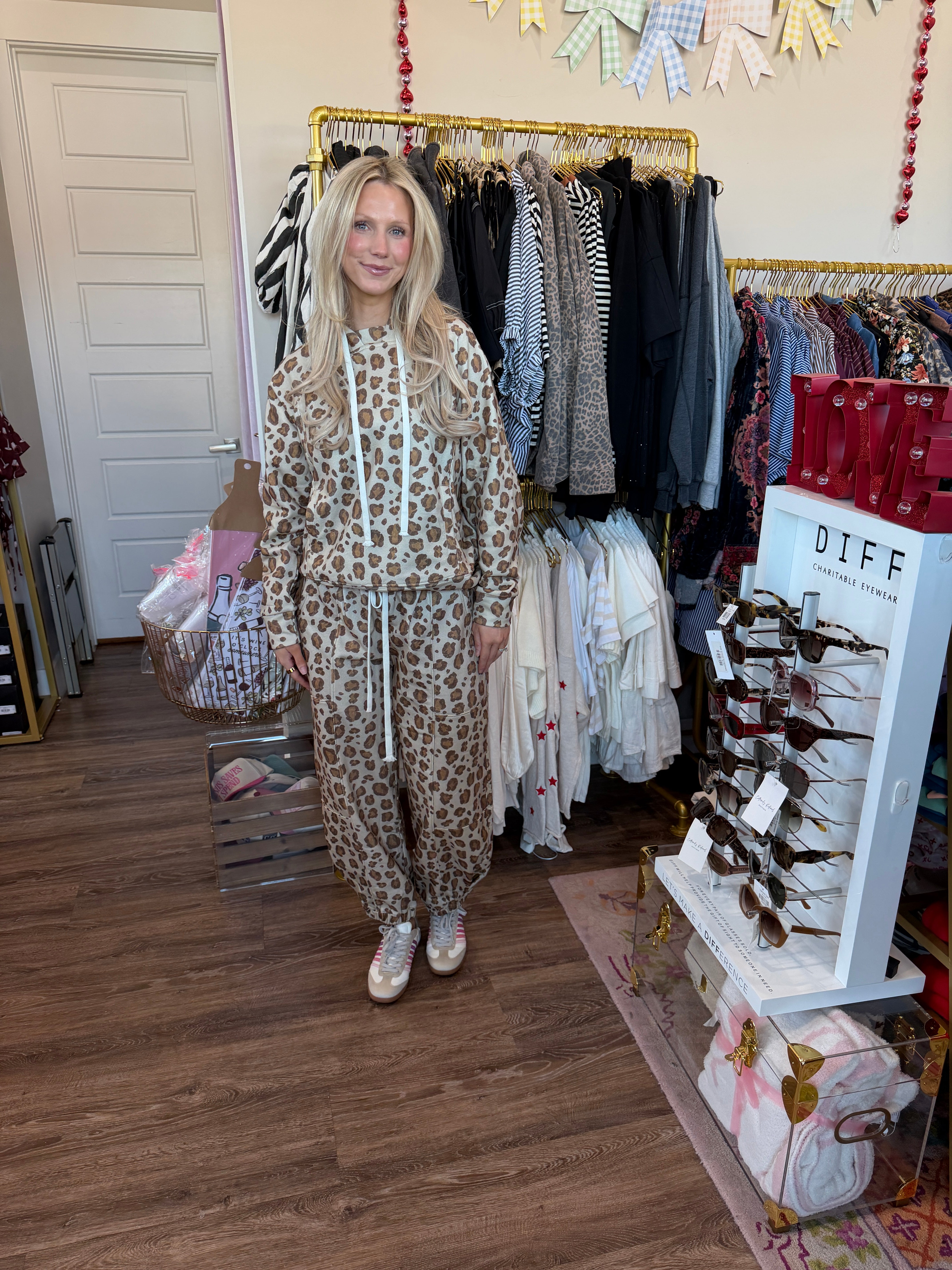 Leopard Printed French Terry Pants