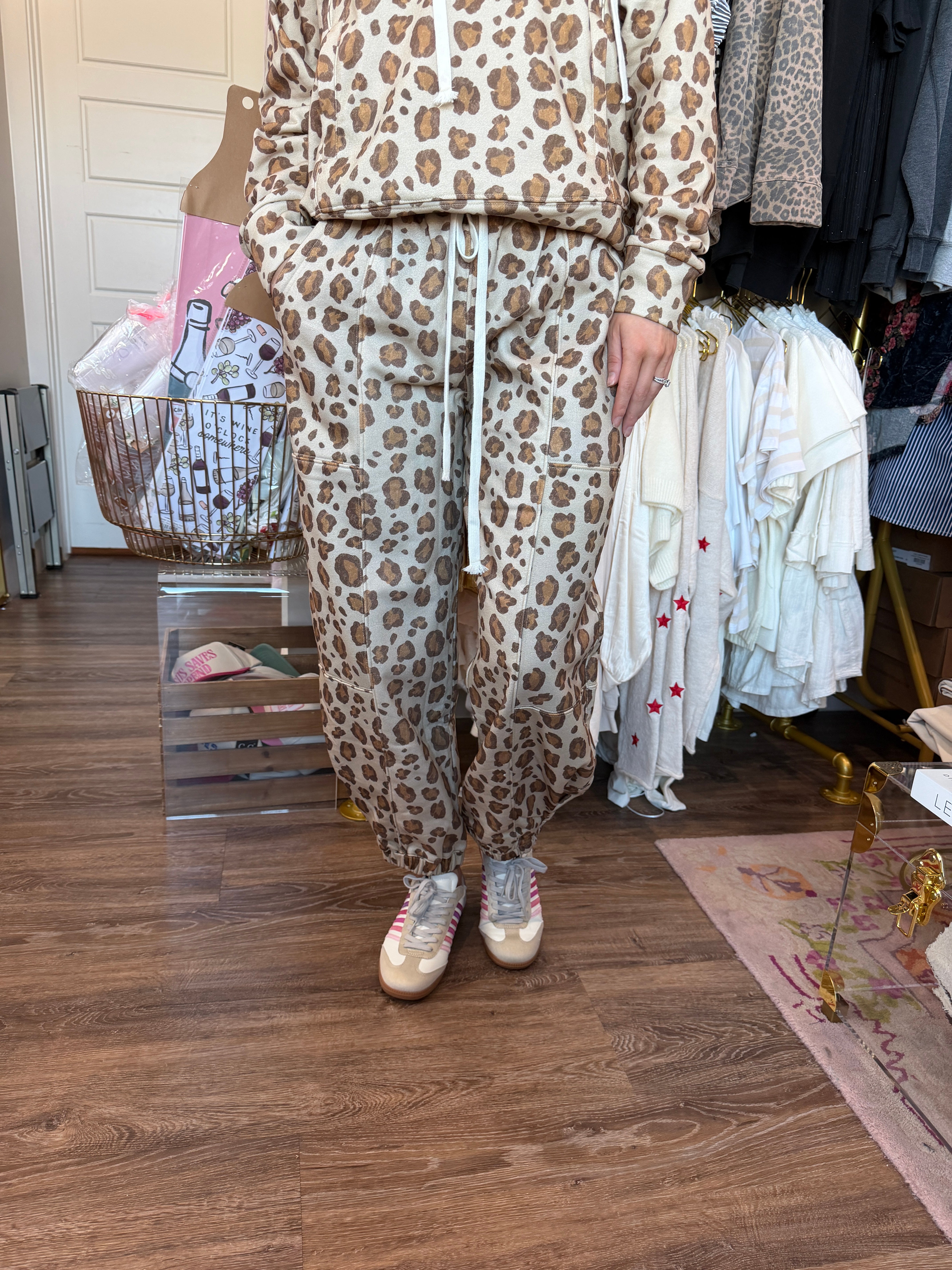 Leopard Printed French Terry Pants