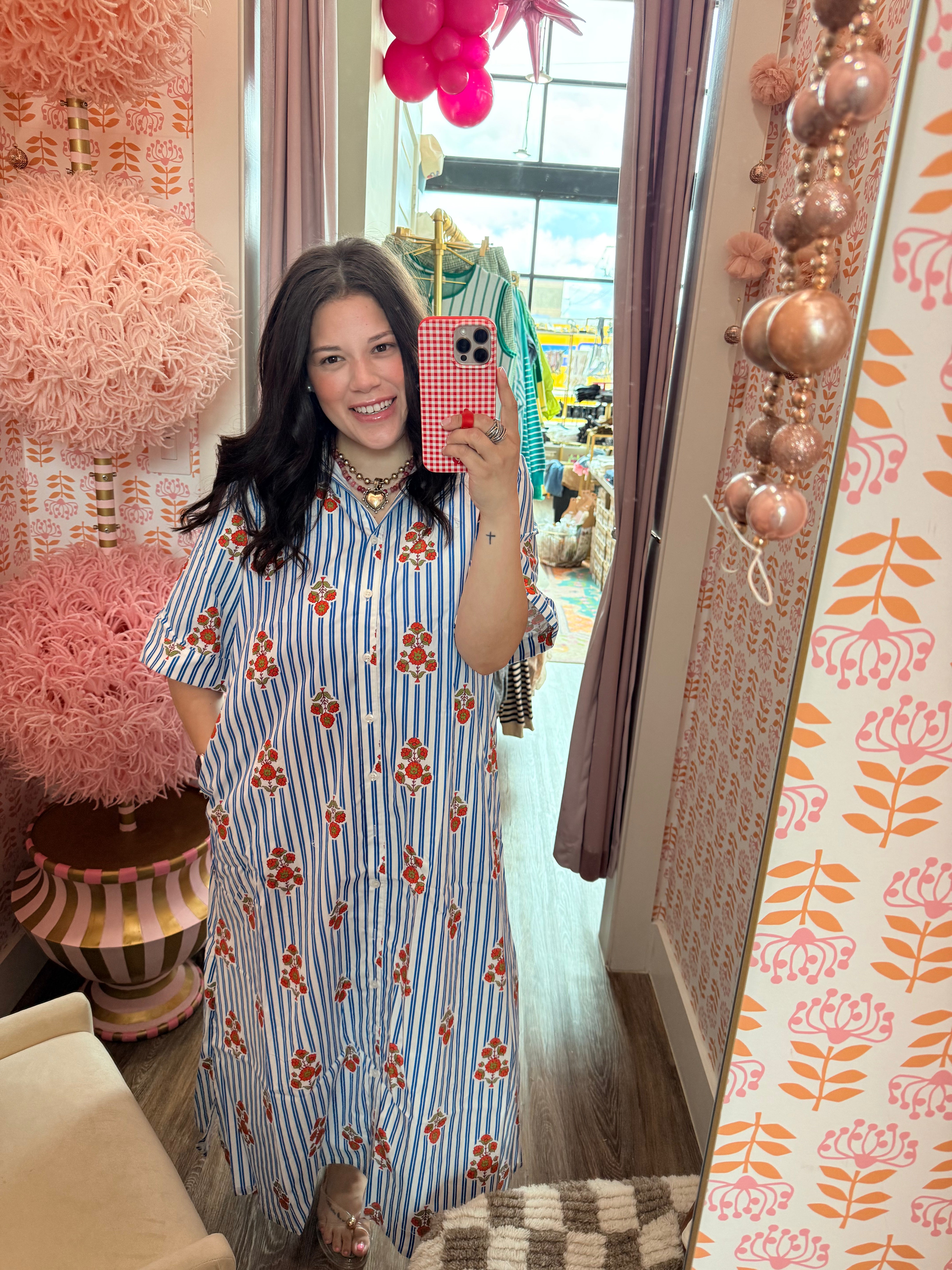 Stripe Floral Maxi Dress