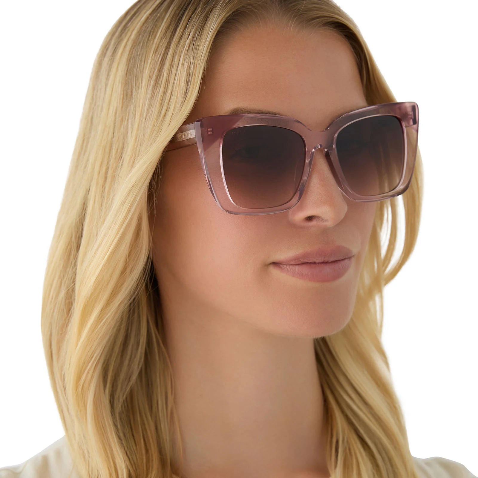 Lizzy Light Pink Crystal & Brown Gradient Sunglasses