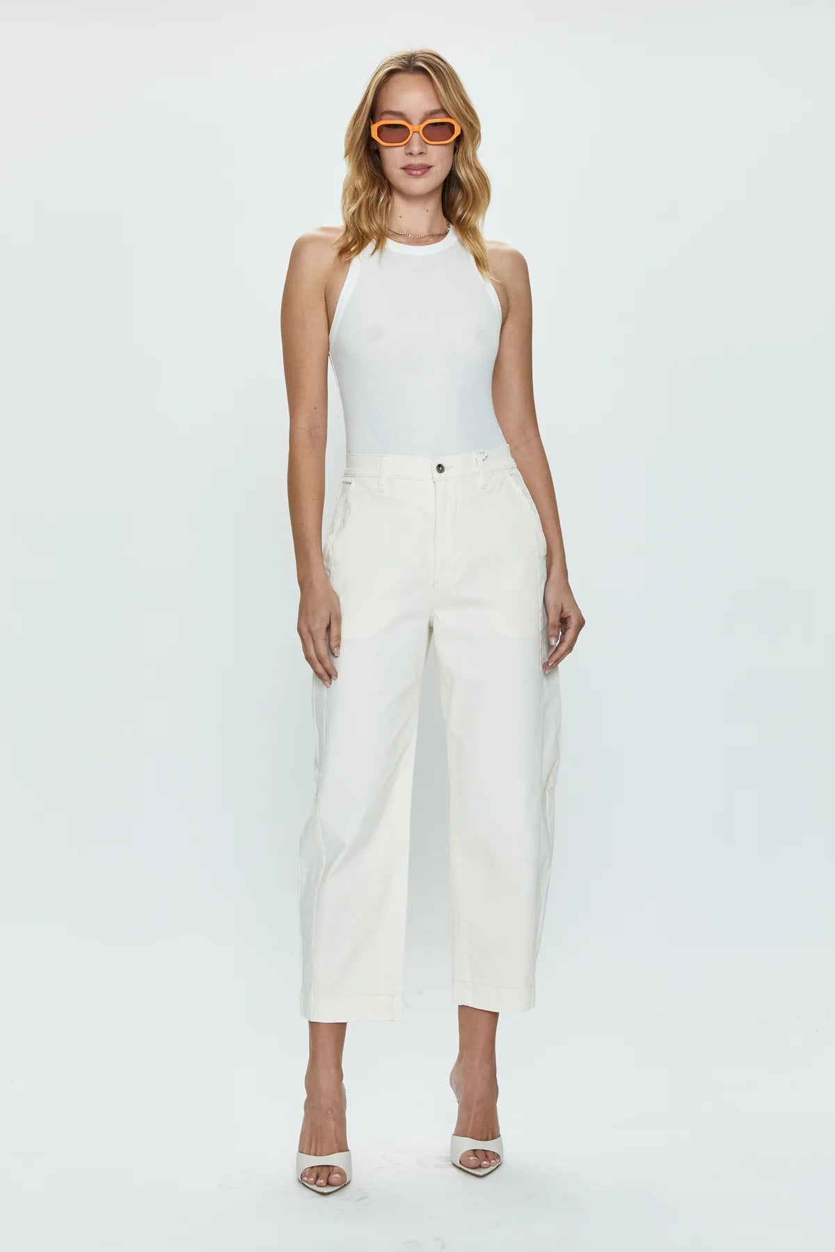 Eli High Rise Arched Trouser Eggshell