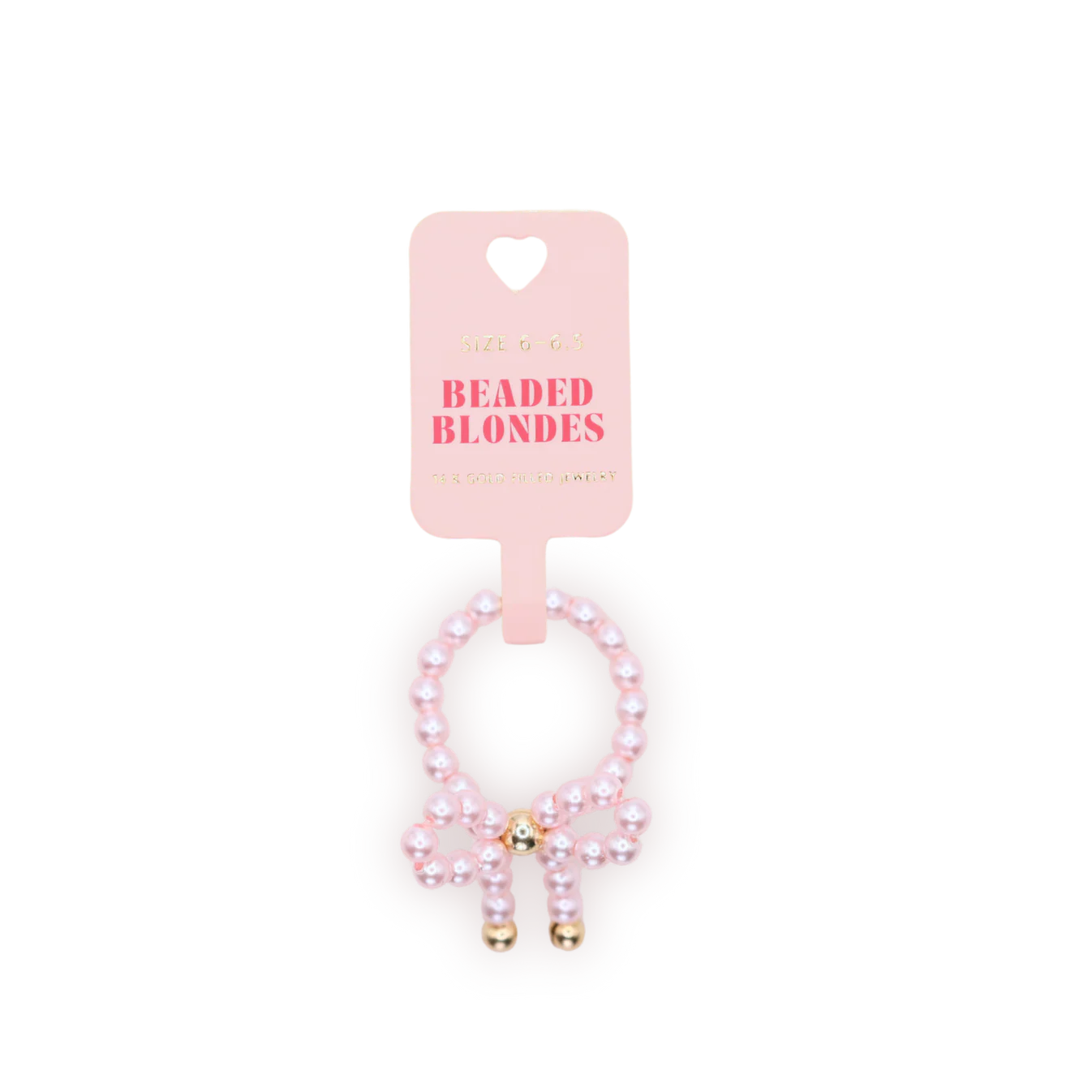 Pink Pearl Bow Rings - Beaded Blondes