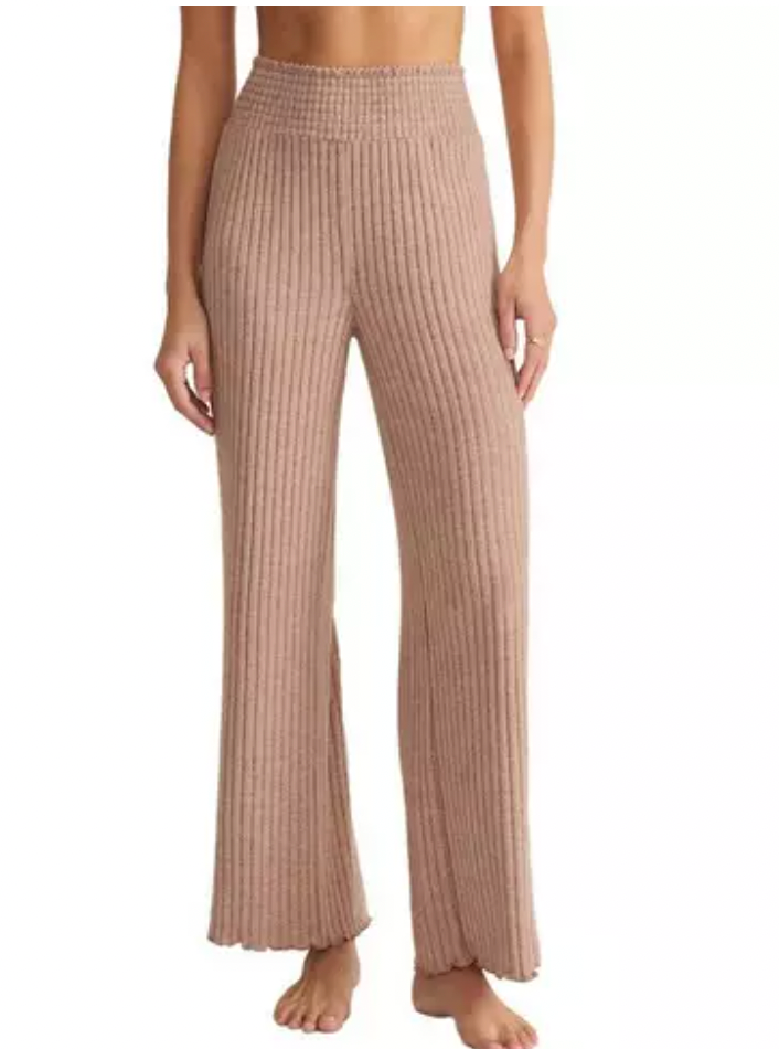 Dawn Smocked Rib Pant - Iced Coffee