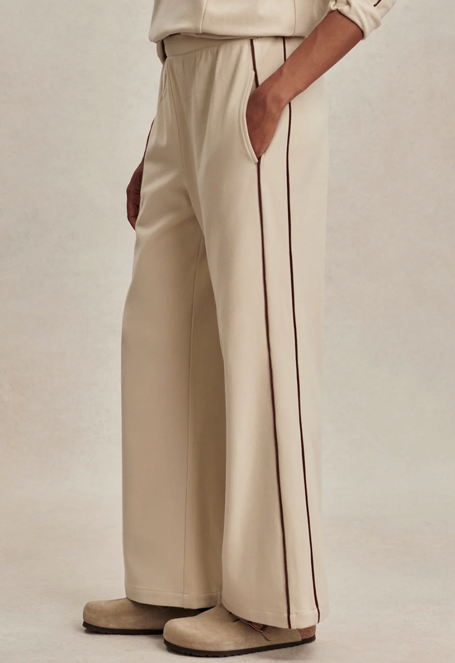 Brushed Rib Straight Leg Pants 28-Cement Marl/Carafe