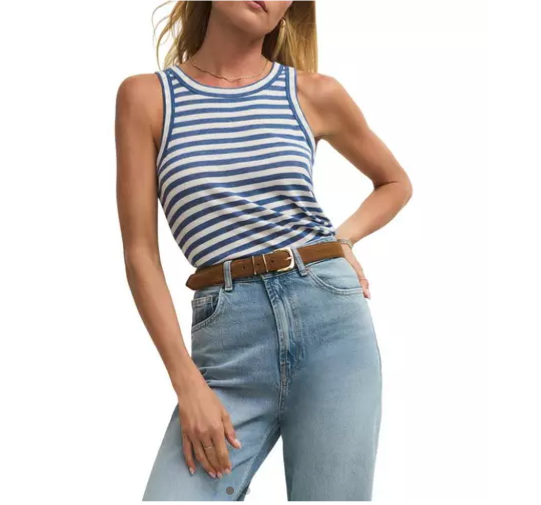 Select Striped Tank Top- Calypso Blue Indigo