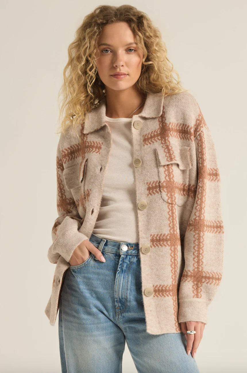 Tyler Plaid sweater Jacket Mocha Mousse