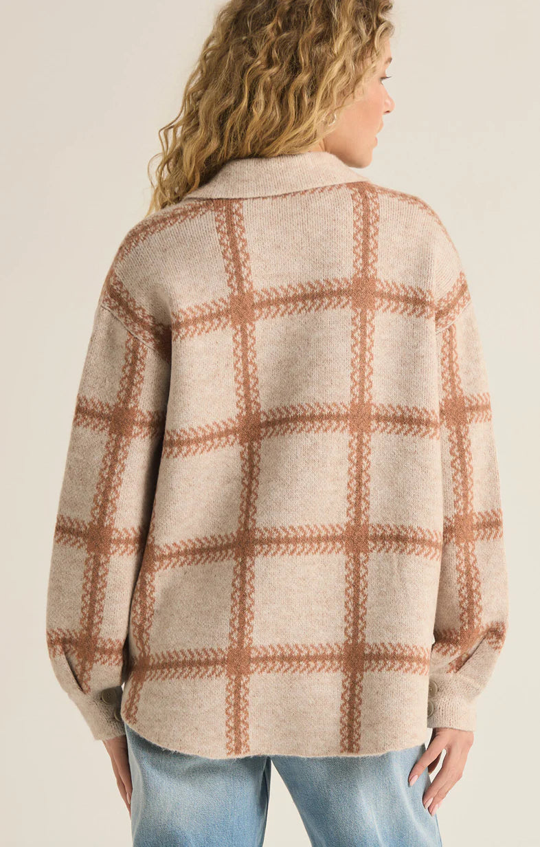 Tyler Plaid sweater Jacket Mocha Mousse