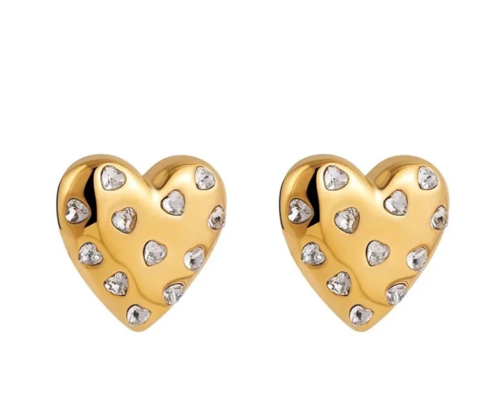 Crystal Heart Studs