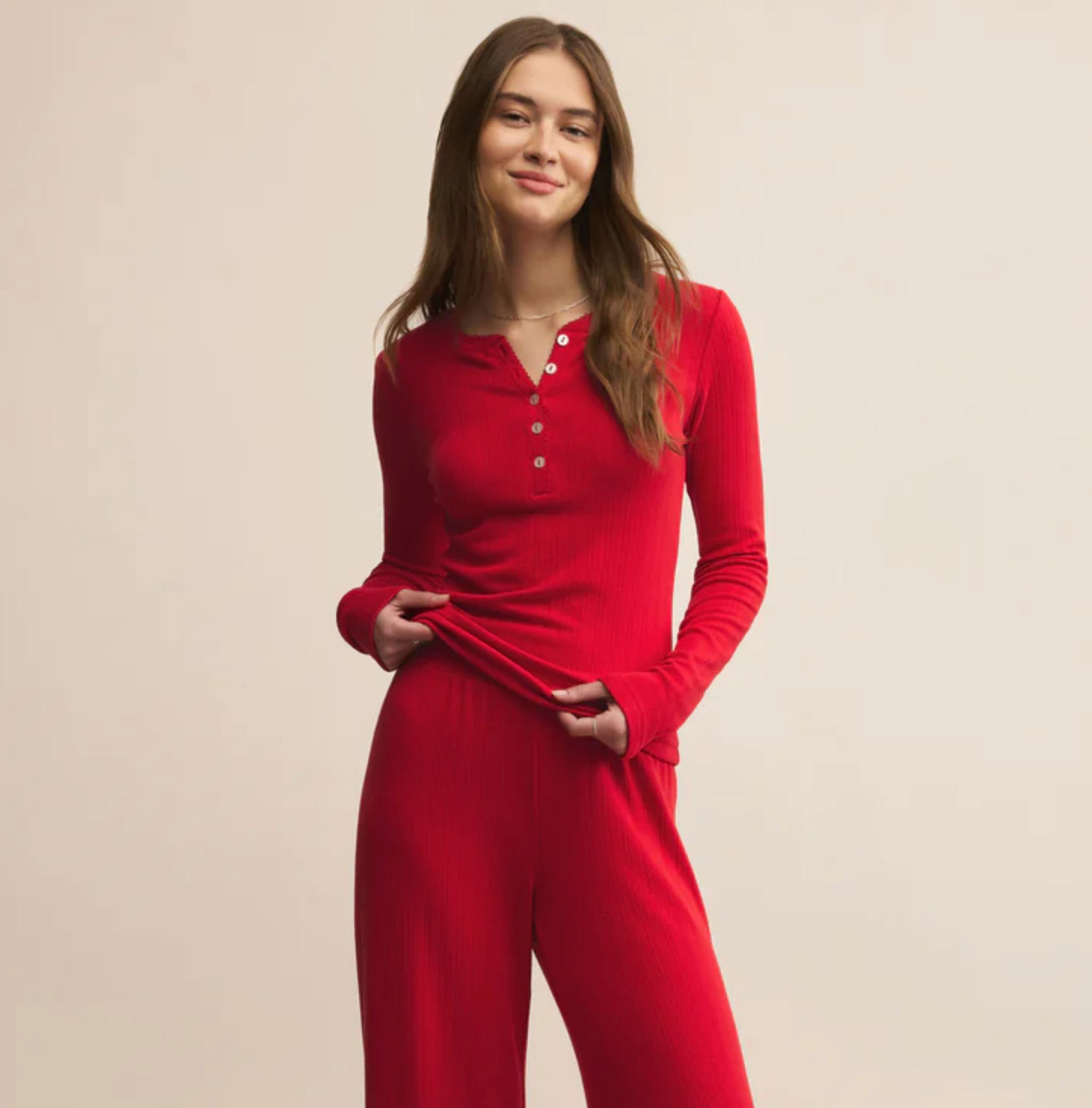 Holly Pointelle Long Sleeve Top