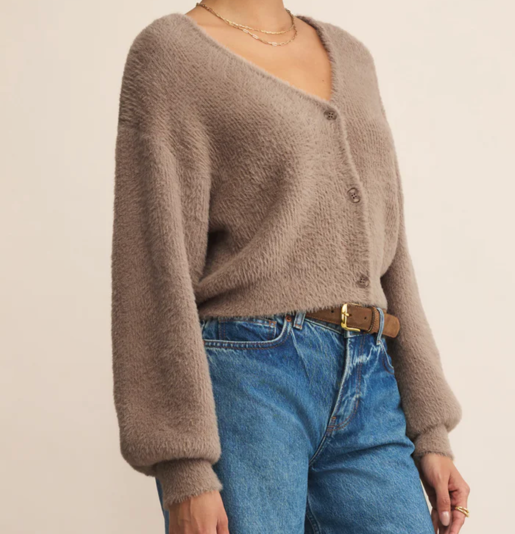 Sadira Fluffy Crop Cardigan - Moonlight