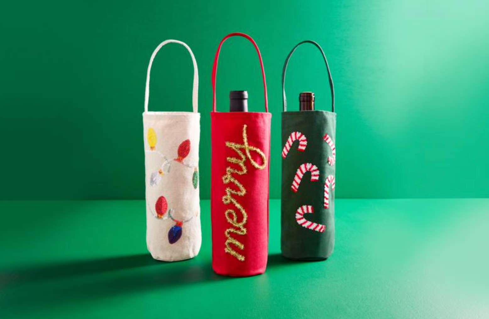 Tinsel & Sequin Wine Bags