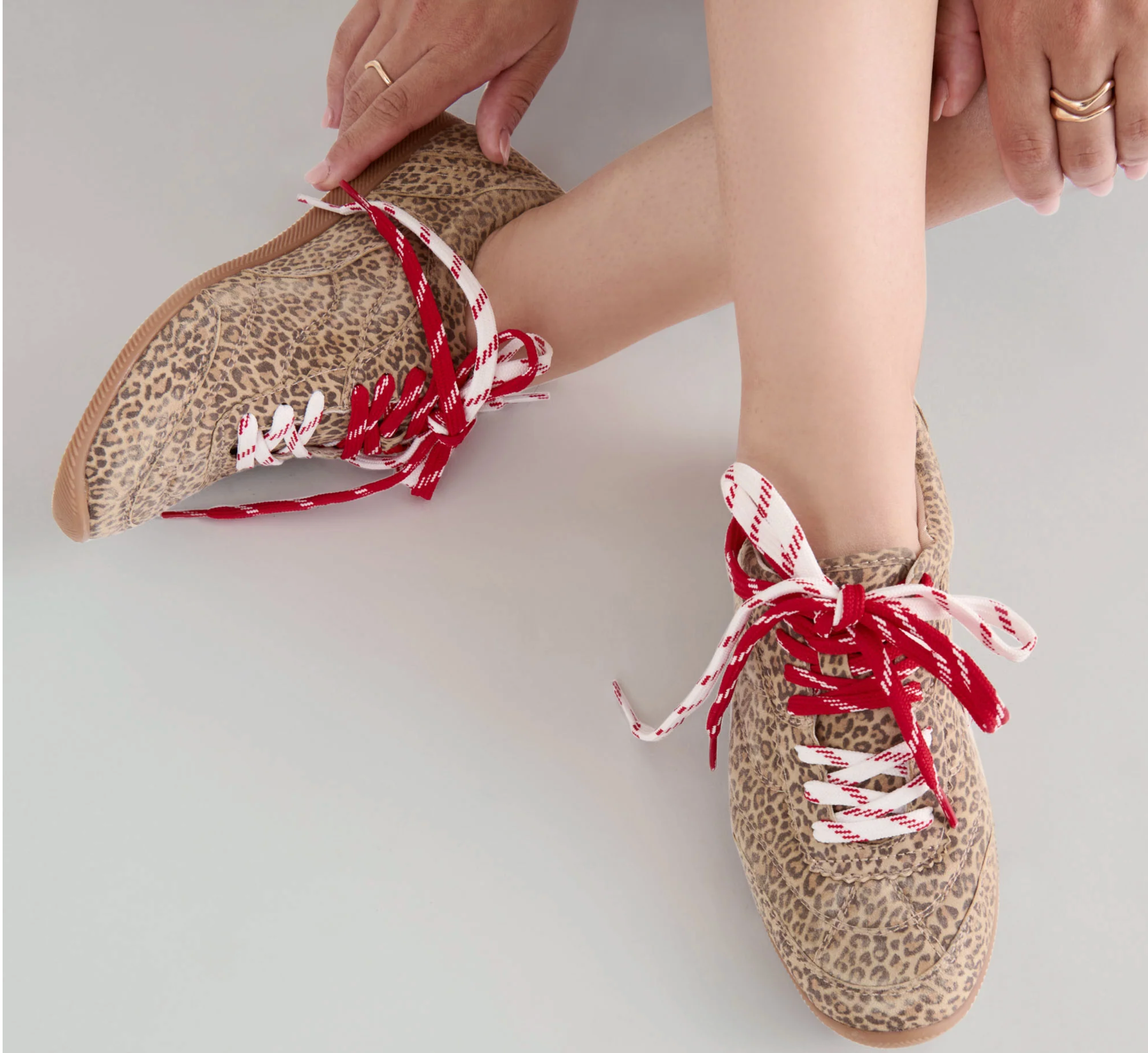 Laini Tan Leopard Printed Suede Sneaker