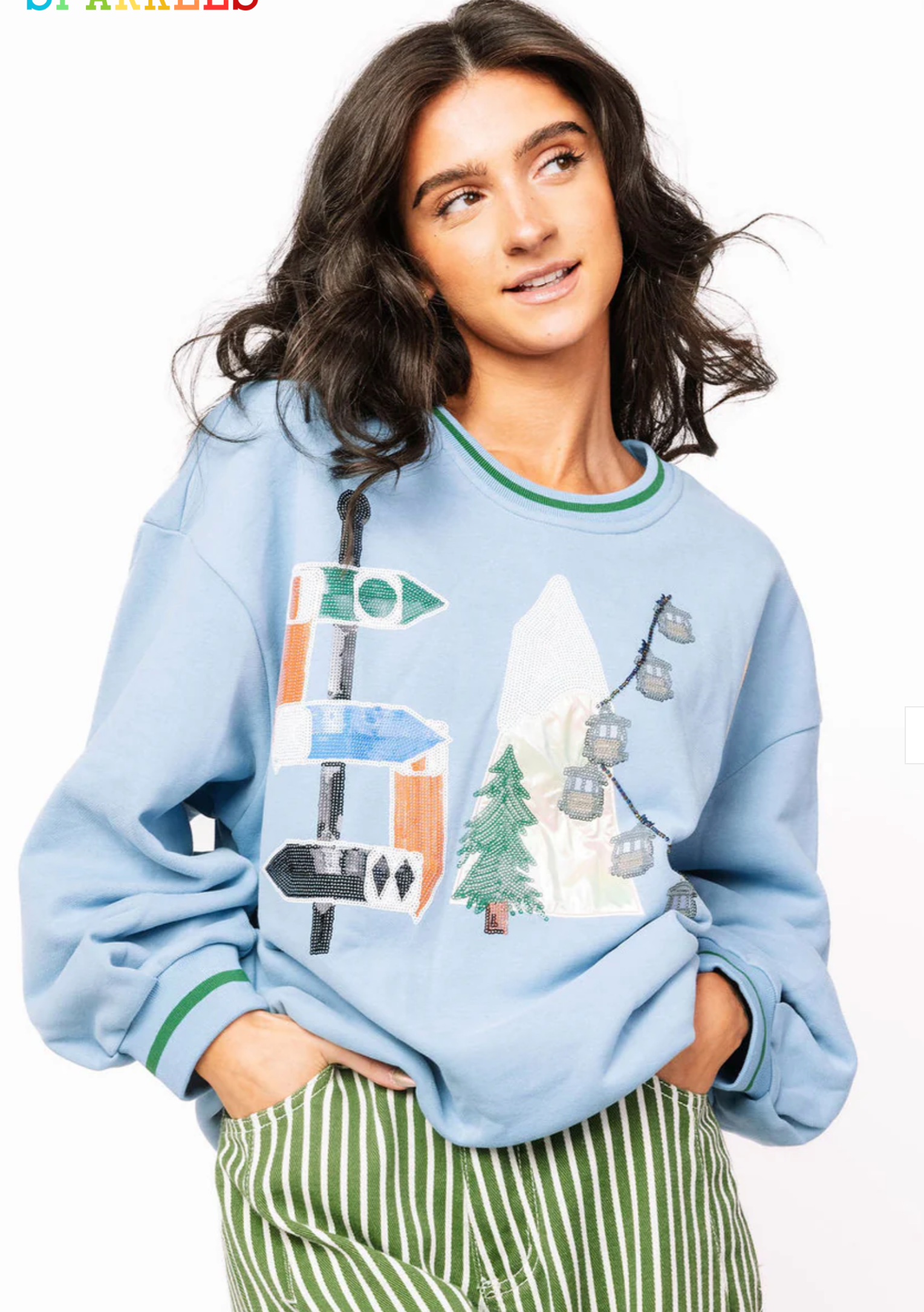 Dusty Blue 'Ski' Icon Letter Sweatshirt - Queen Of Sparkles
