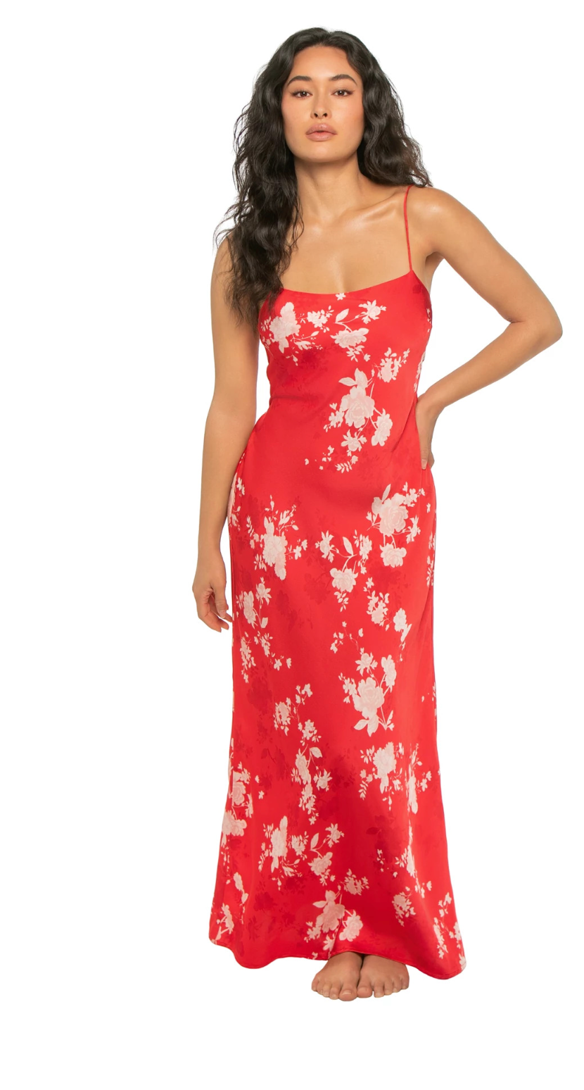 Alyse Darya Floral Maxi Dress - Kiss Me Red