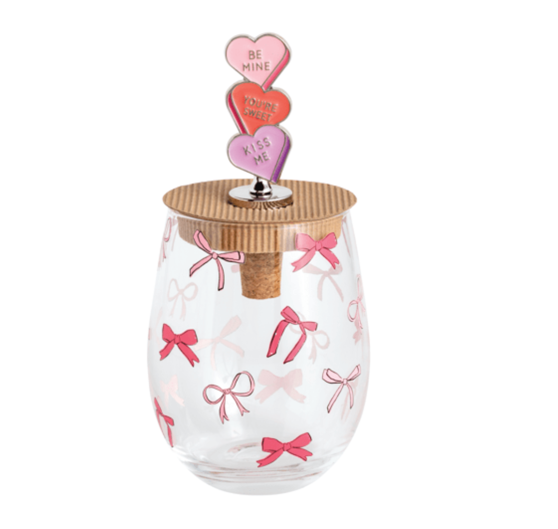 Bow Valentine Wine Glass Set