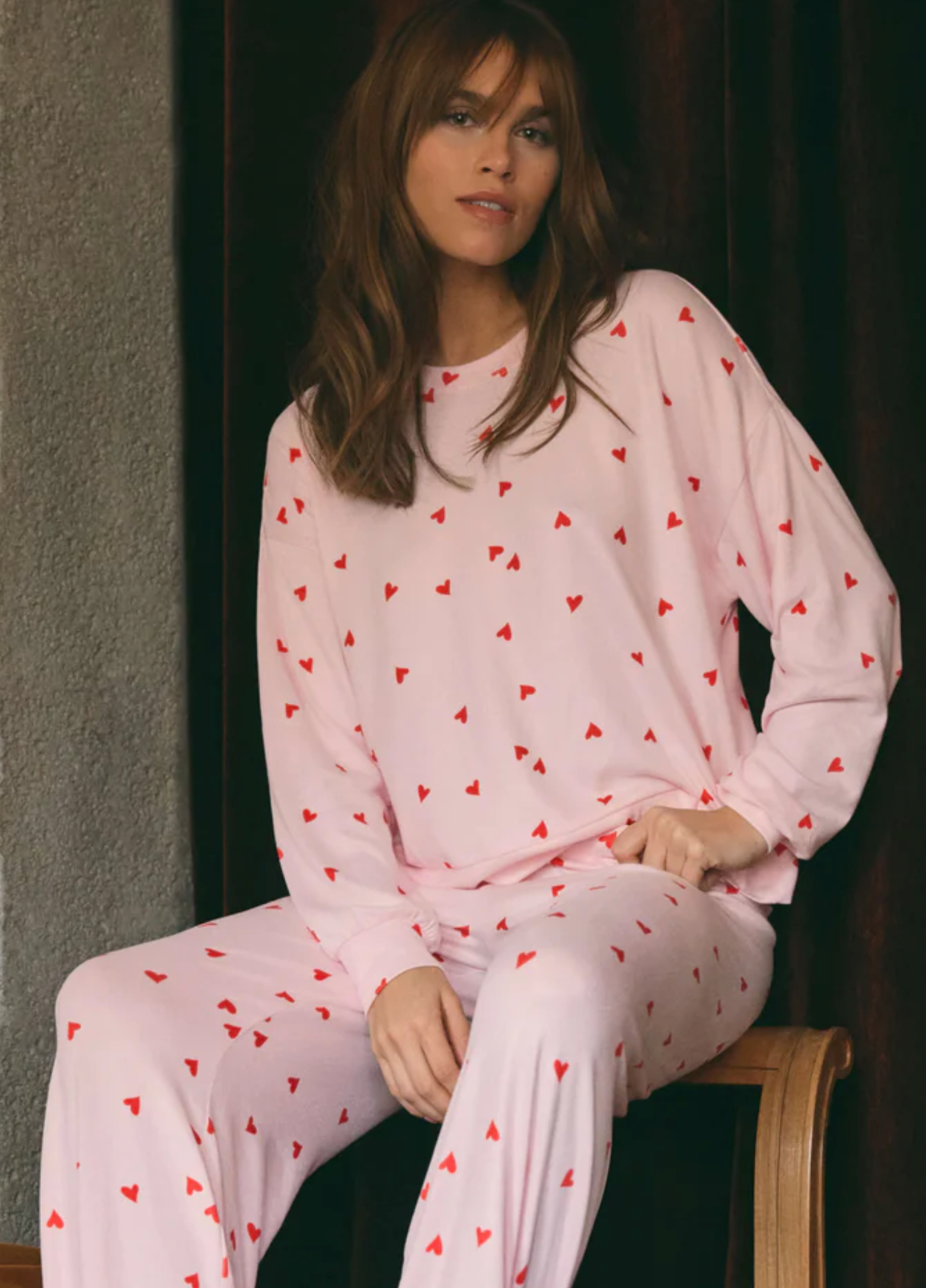 Mira Heart Long Sleeve Top- Pink Marshmallow