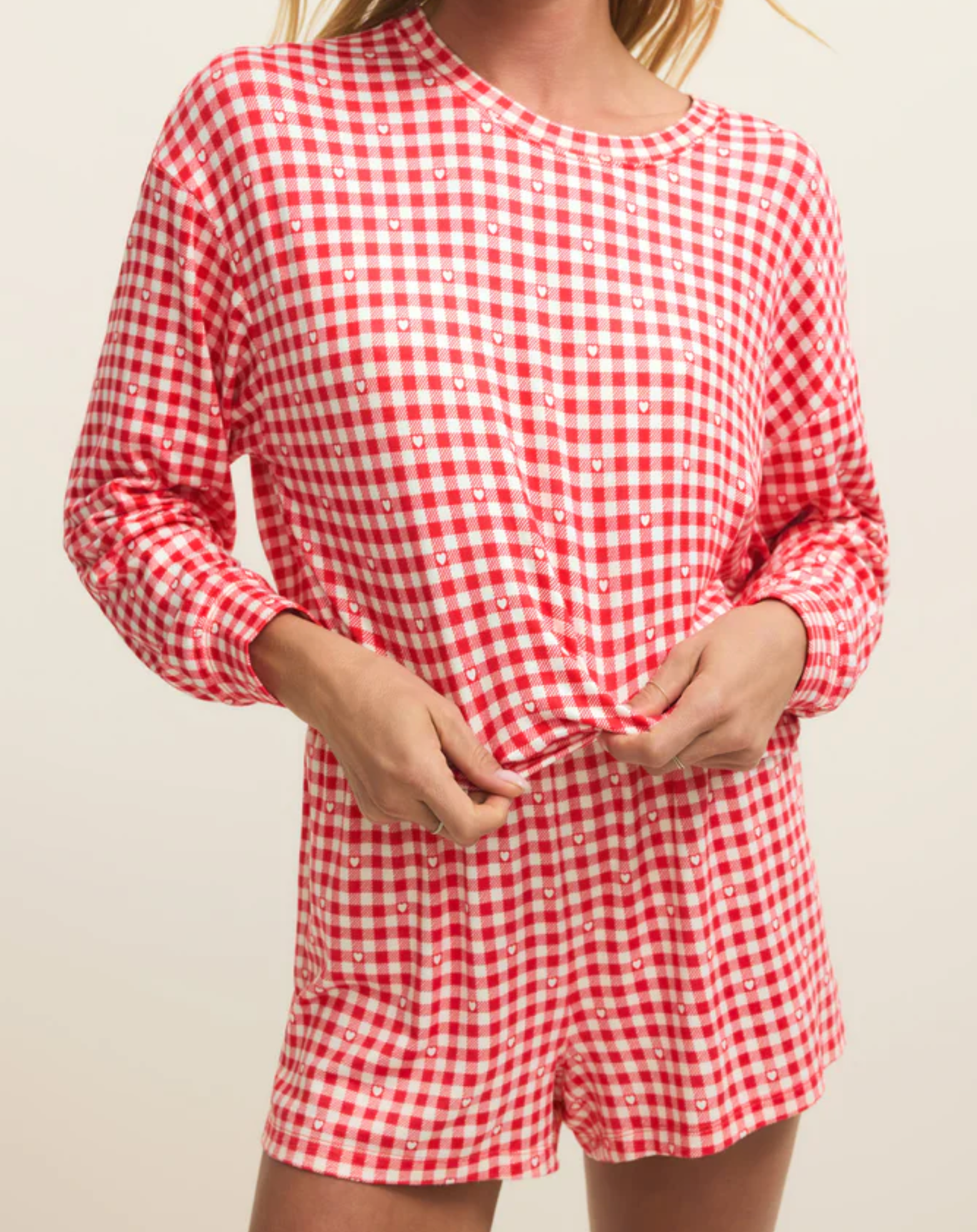 Rosie Gingham Short -Kiss Me Red