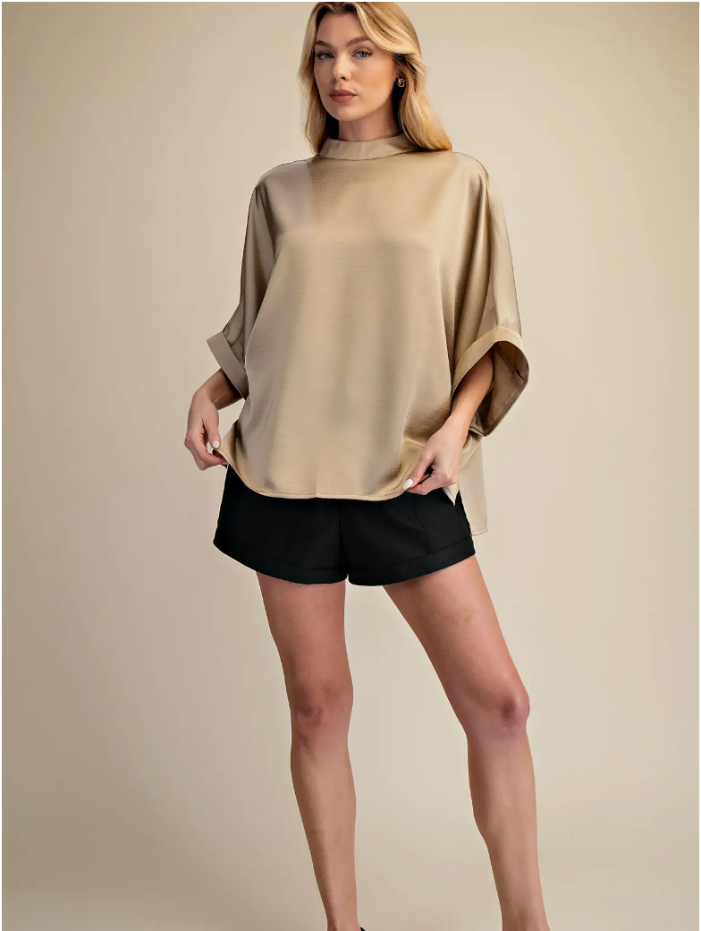 Mock Neck Oversize Top