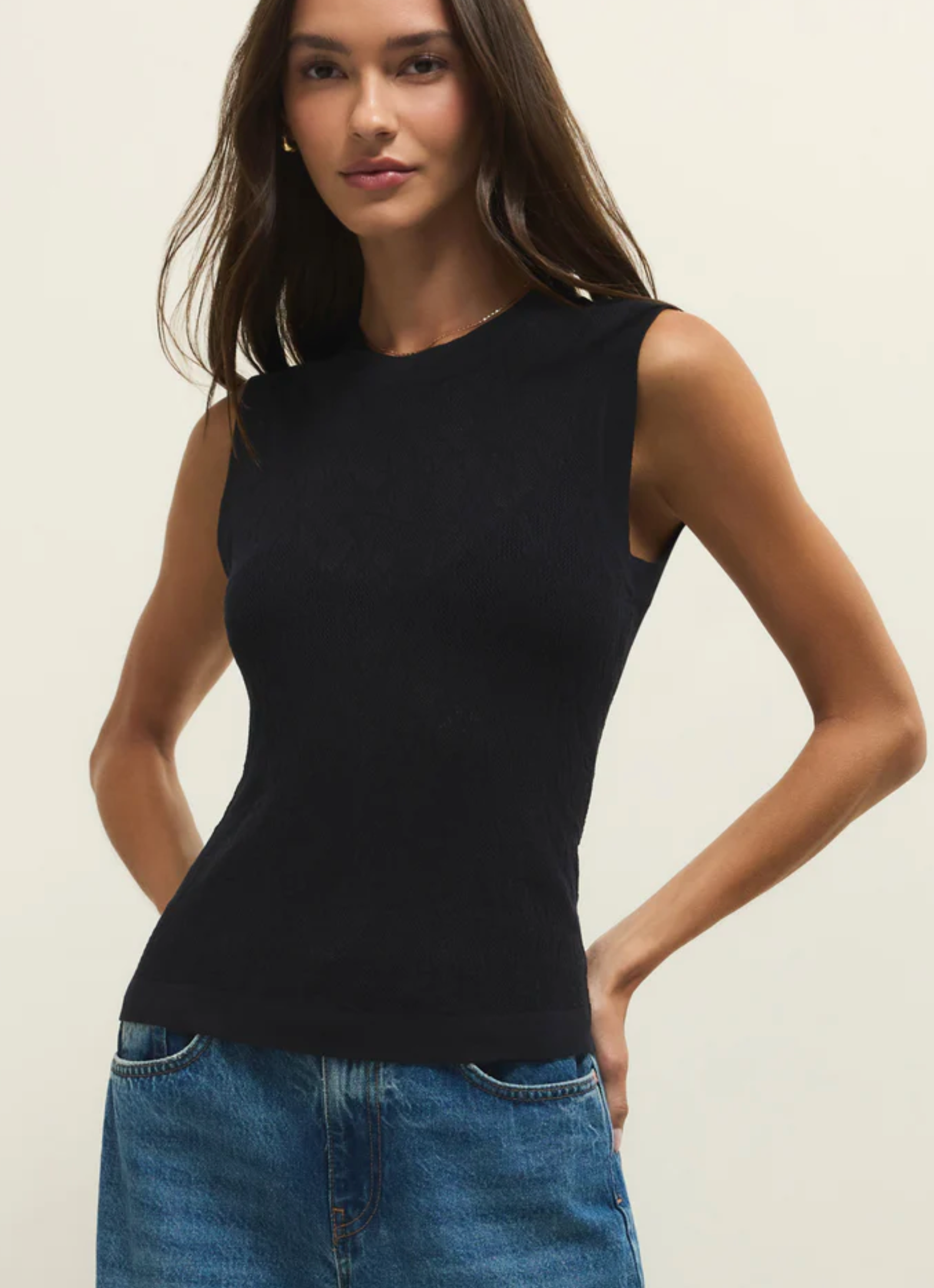 Tibi Mesh Tank Black