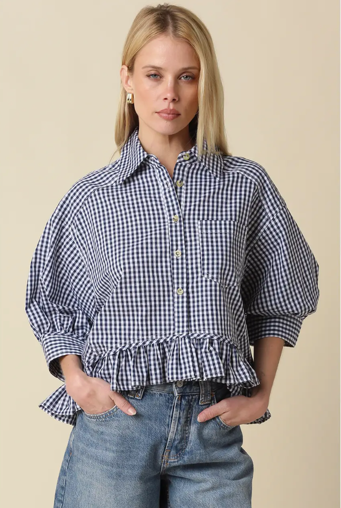 Tara Gingham Hem Blouse